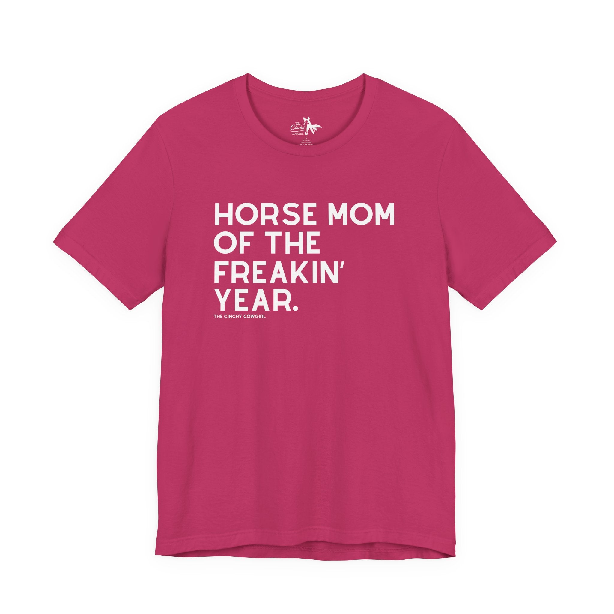 Horse Mom of the Freakin' Year Short Sleeve Tee Graphic Tee The Cinchy Cowgirl - Print Berry XS