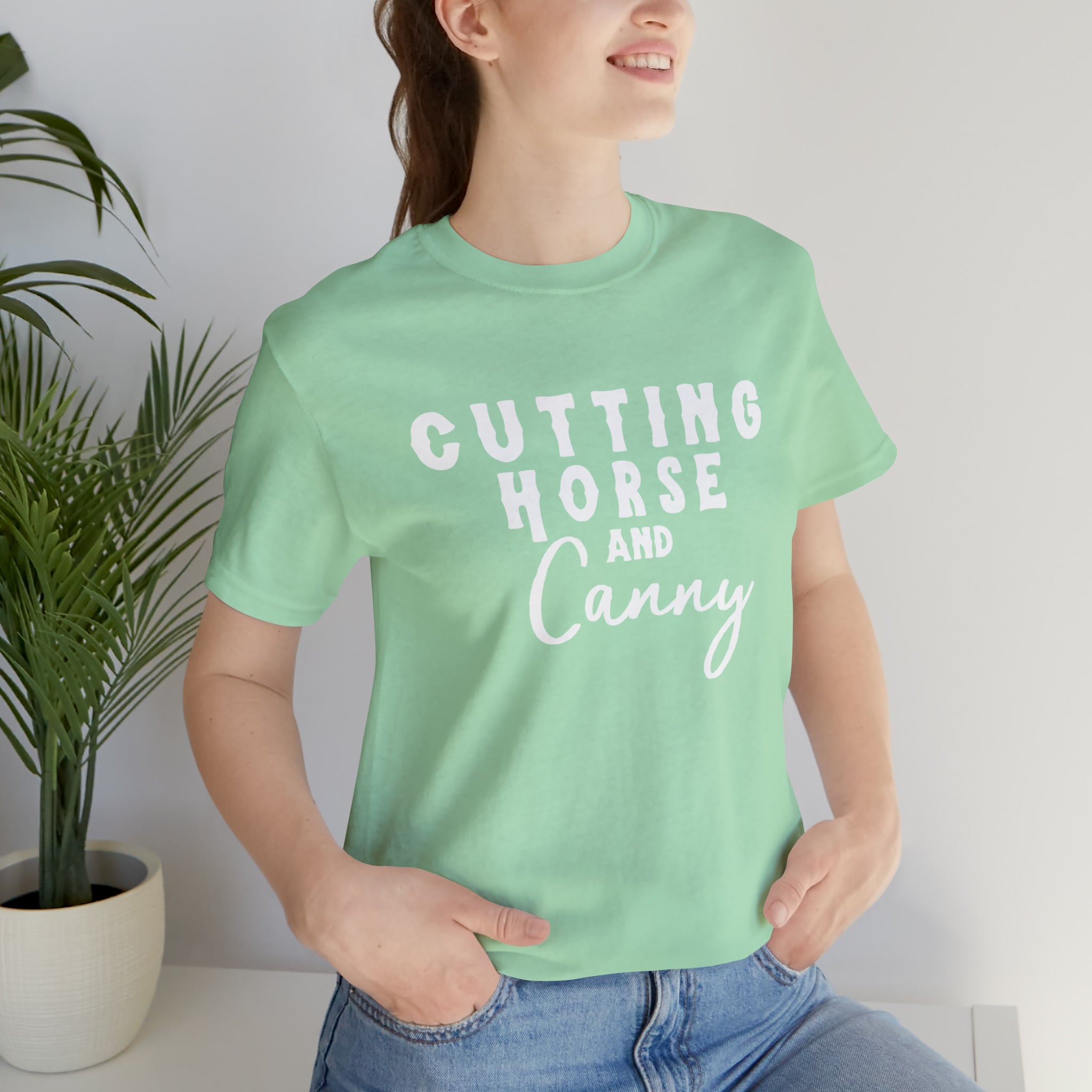 Cutting Horse & Canny Short Sleeve Tee Horse Riding Discipline Tee Printify Mint XS