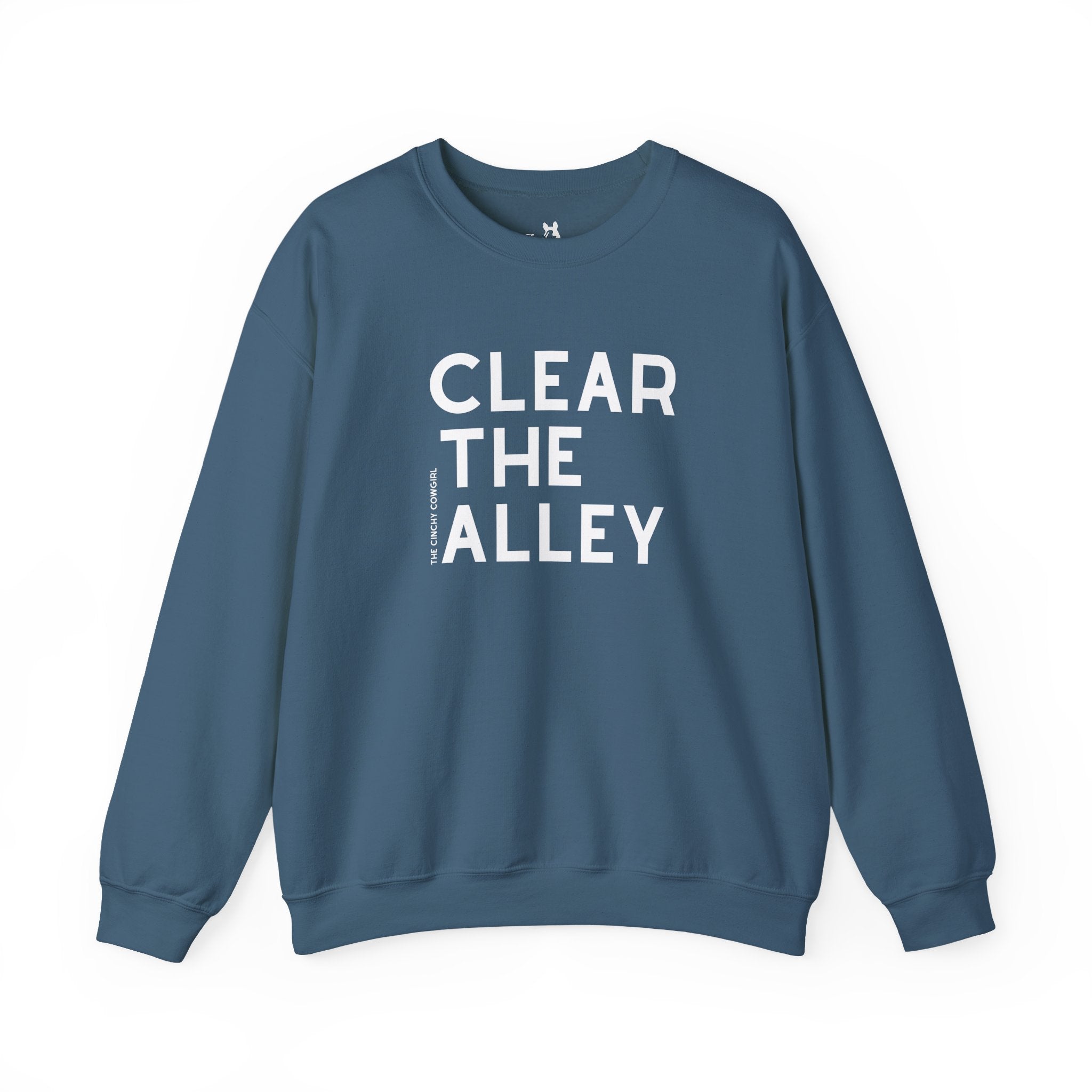 Clear The Alley Pullover Sweatshirt The Cinchy Cowgirl - Print S Indigo Blue