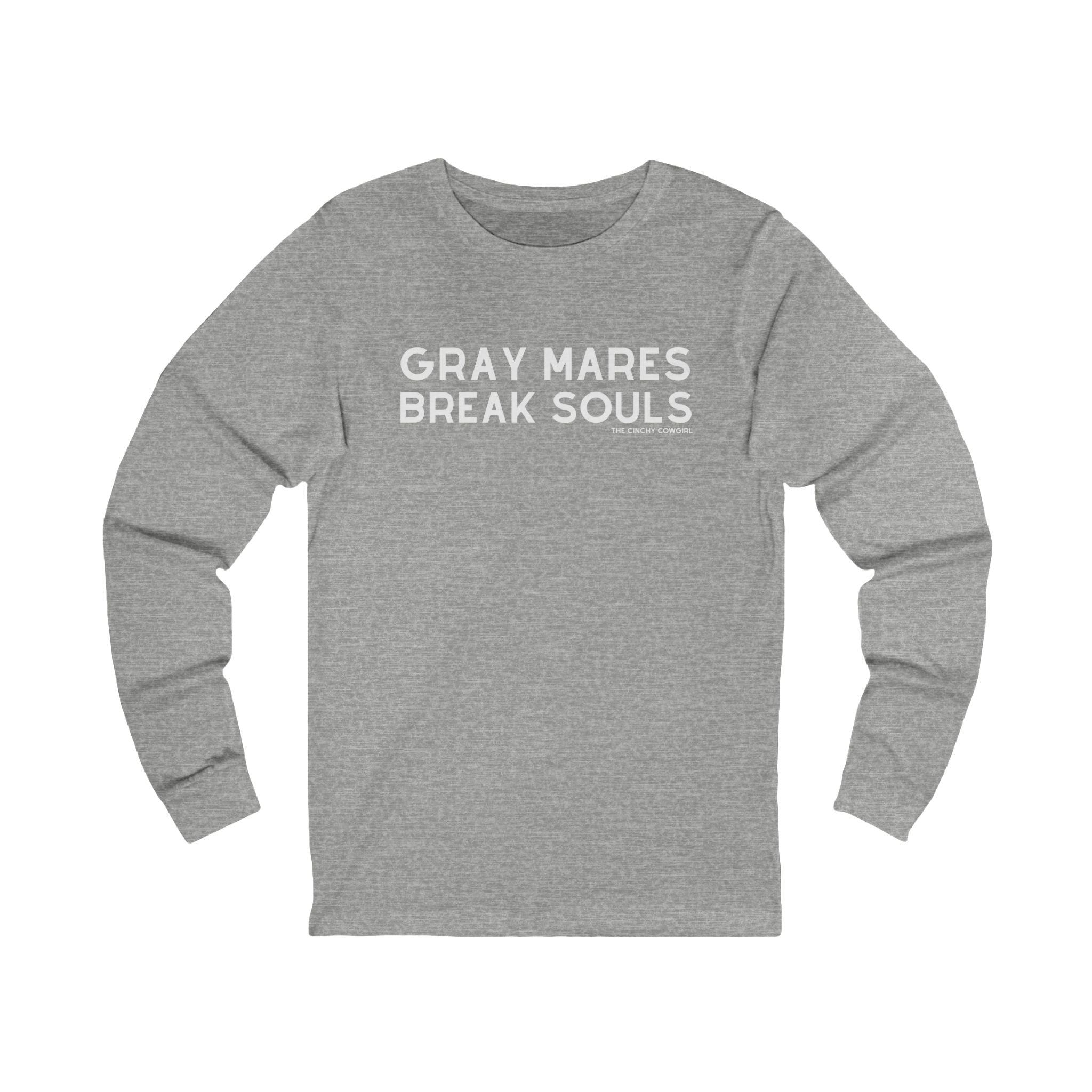 Gray Mares Break Souls Long Sleeve Tee Long-sleeve The Cinchy Cowgirl - Print S Athletic Heather