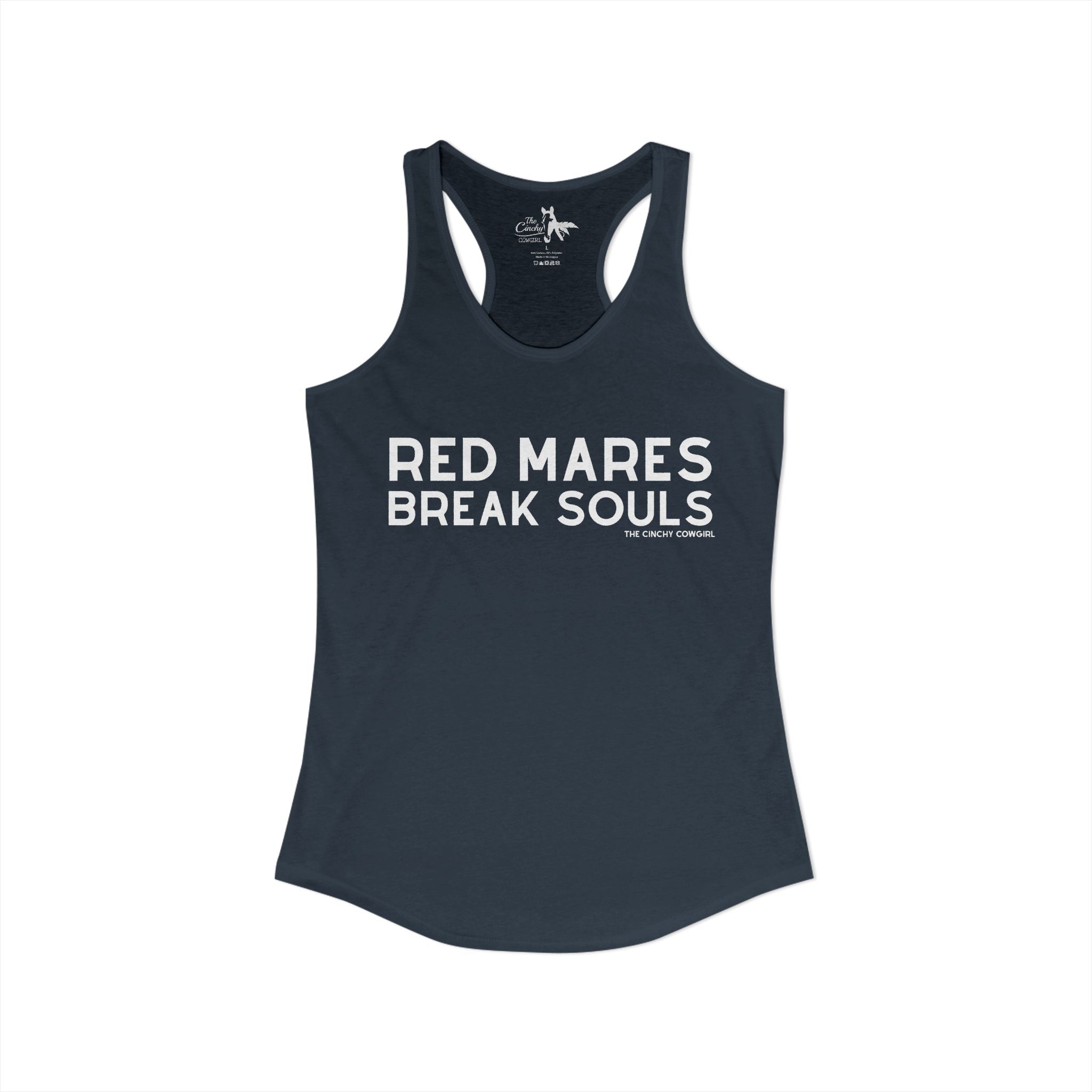 Red Mares Break Souls Tank Top Tank Top The Cinchy Cowgirl - Print XS Solid Indigo