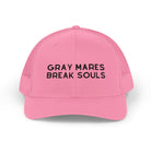 Gray Mares Break Souls Trucker Hat Embroidered TCC Hat The Cinchy Cowgirl - Print Pink