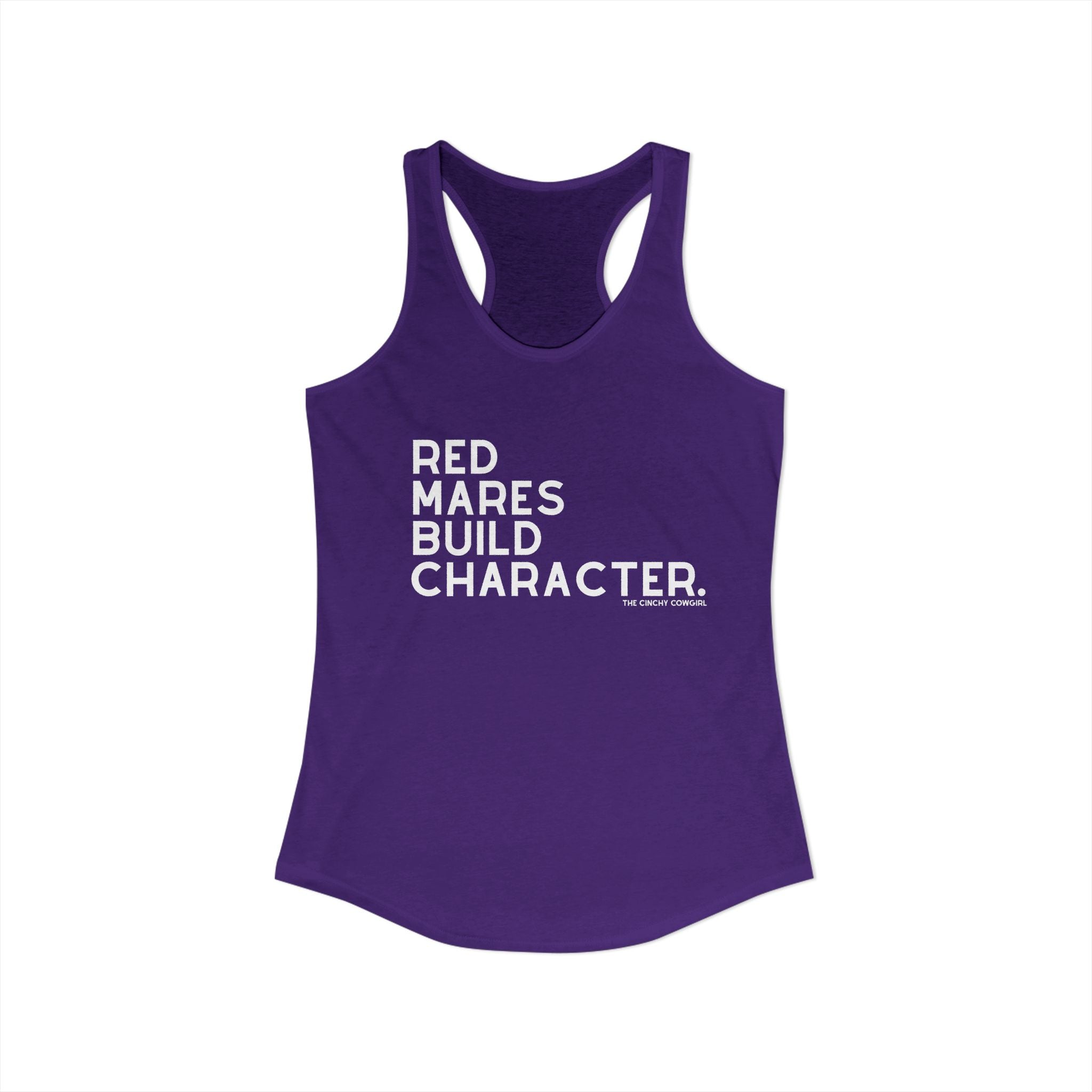 Red Mares Build Character Racerback Tank Tank Top The Cinchy Cowgirl - Print XS Solid Purple Rush