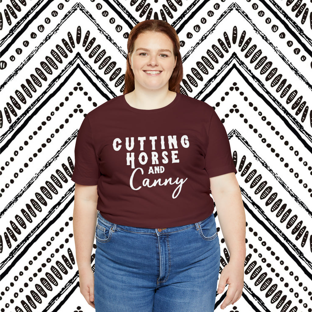 Cutting Horse & Canny Short Sleeve Tee Horse Riding Discipline Tee Printify   
