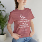 She is Clothed Short Sleeve Tee tcc graphic tee Printify Heather Mauve XS