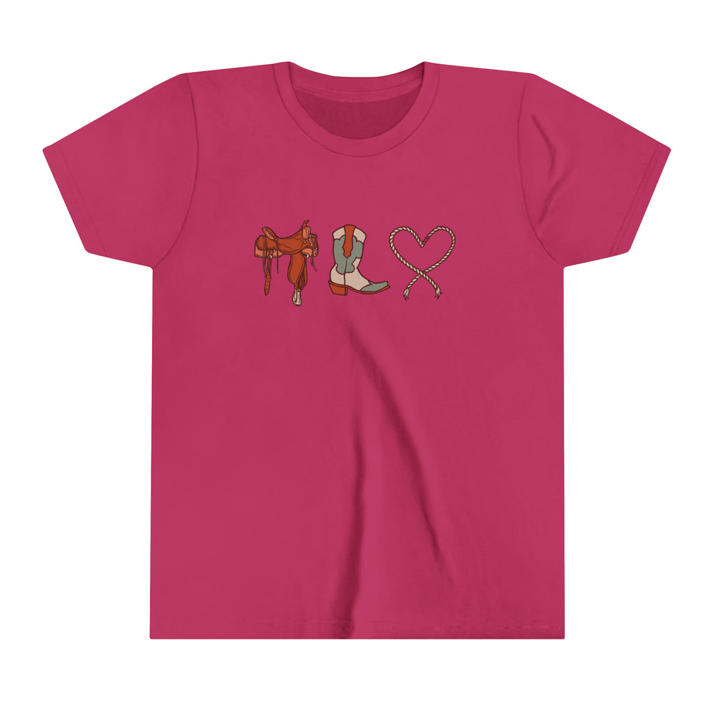 Western Love Youth Short Sleeve Tee Berry