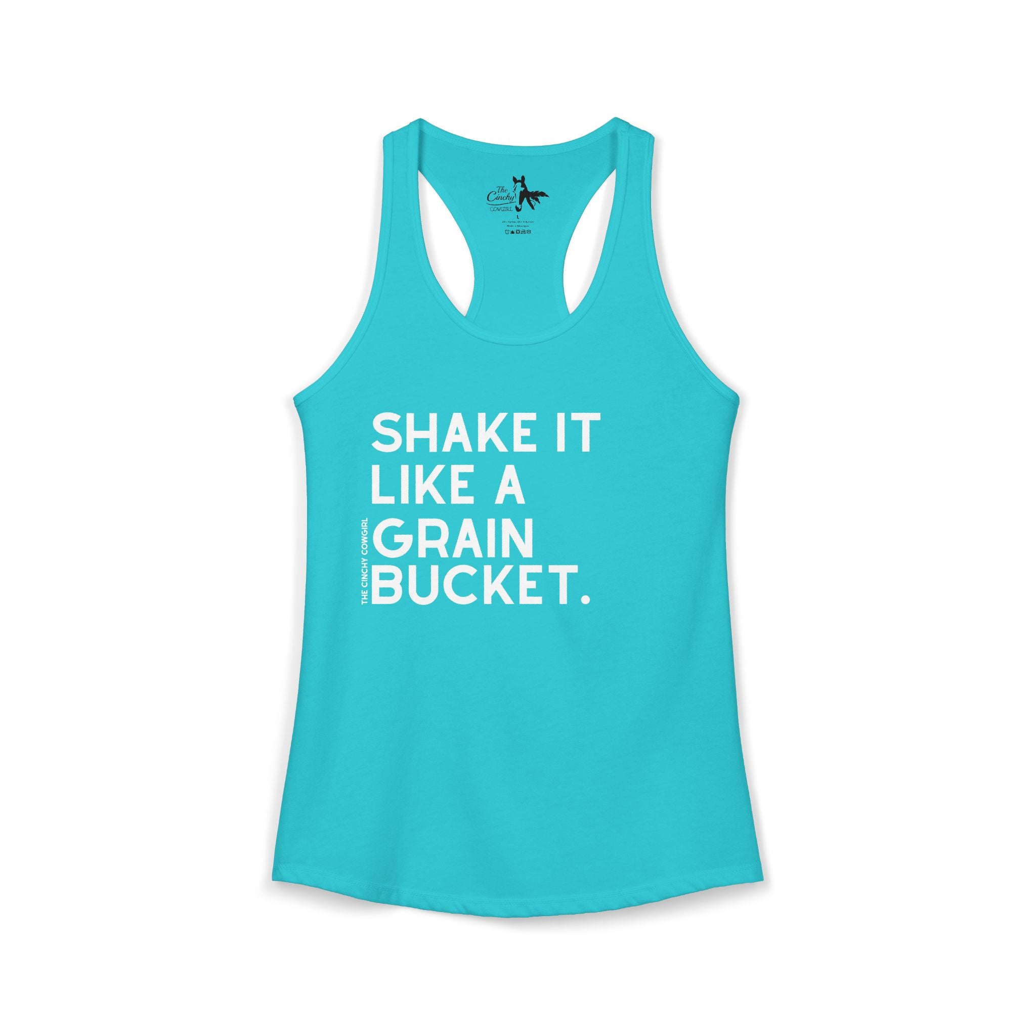 Shake It Like A Grain Bucket Tank Top Tank Top The Cinchy Cowgirl - Print XS Solid Tahiti Blue