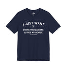 I Just Want To Drink Margaritas And Ride My Horses Short Sleeve Tee T-Shirt The Cinchy Cowgirl - Print Navy XS