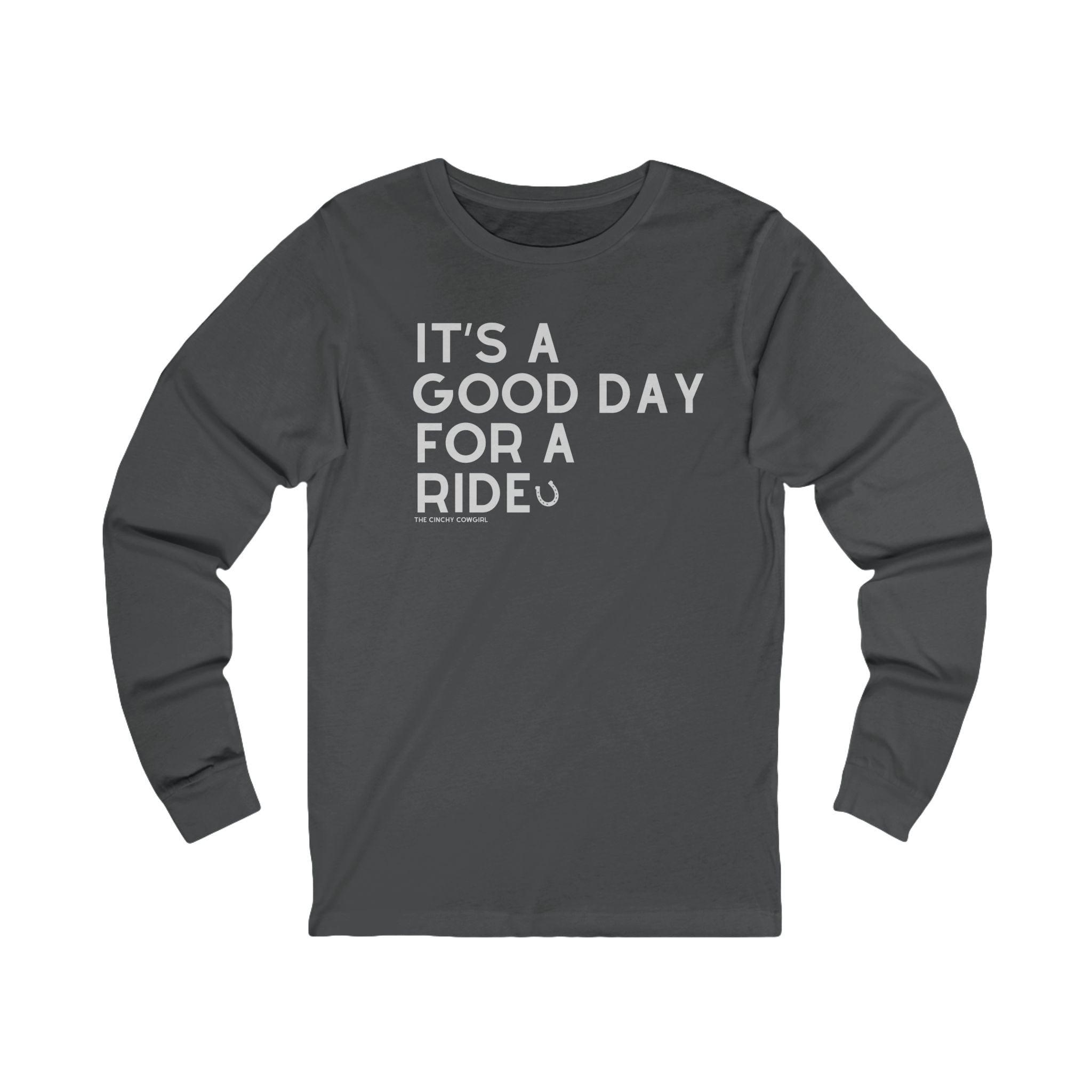 It's A Good Day For A Ride Long Sleeve Tee Long-sleeve The Cinchy Cowgirl - Print S Asphalt