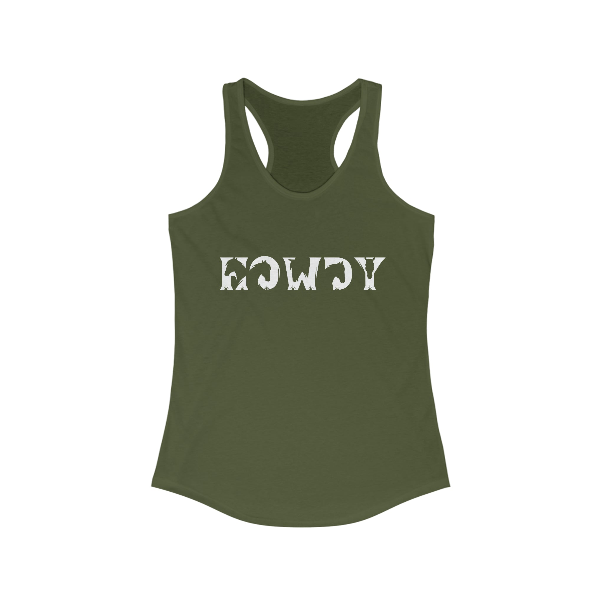 Howdy Racerback Tank tcc graphic tee Printify XS Solid Military Green 