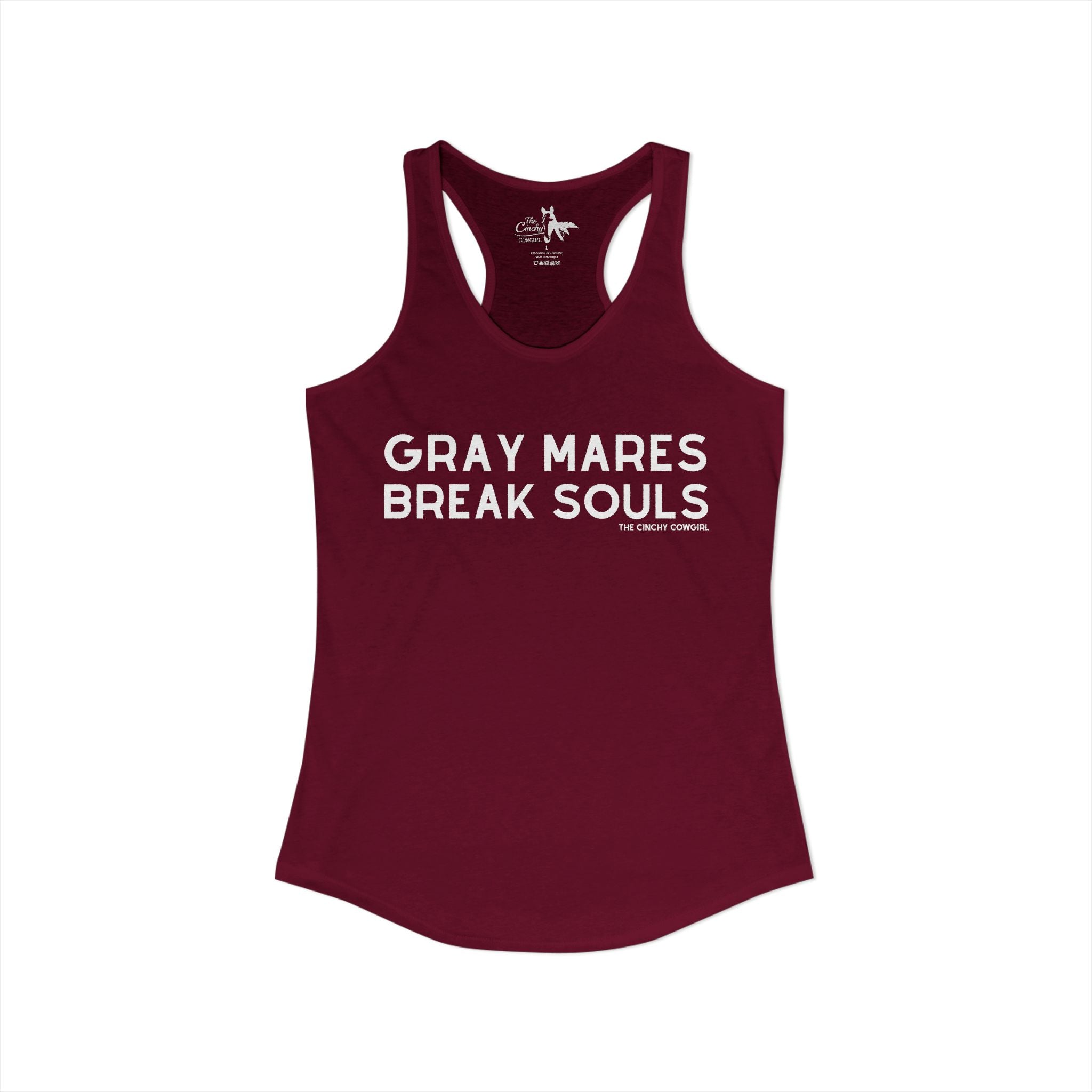 Gray Mares Break Souls Tank Top Tank Top The Cinchy Cowgirl - Print XS Solid Cardinal Red