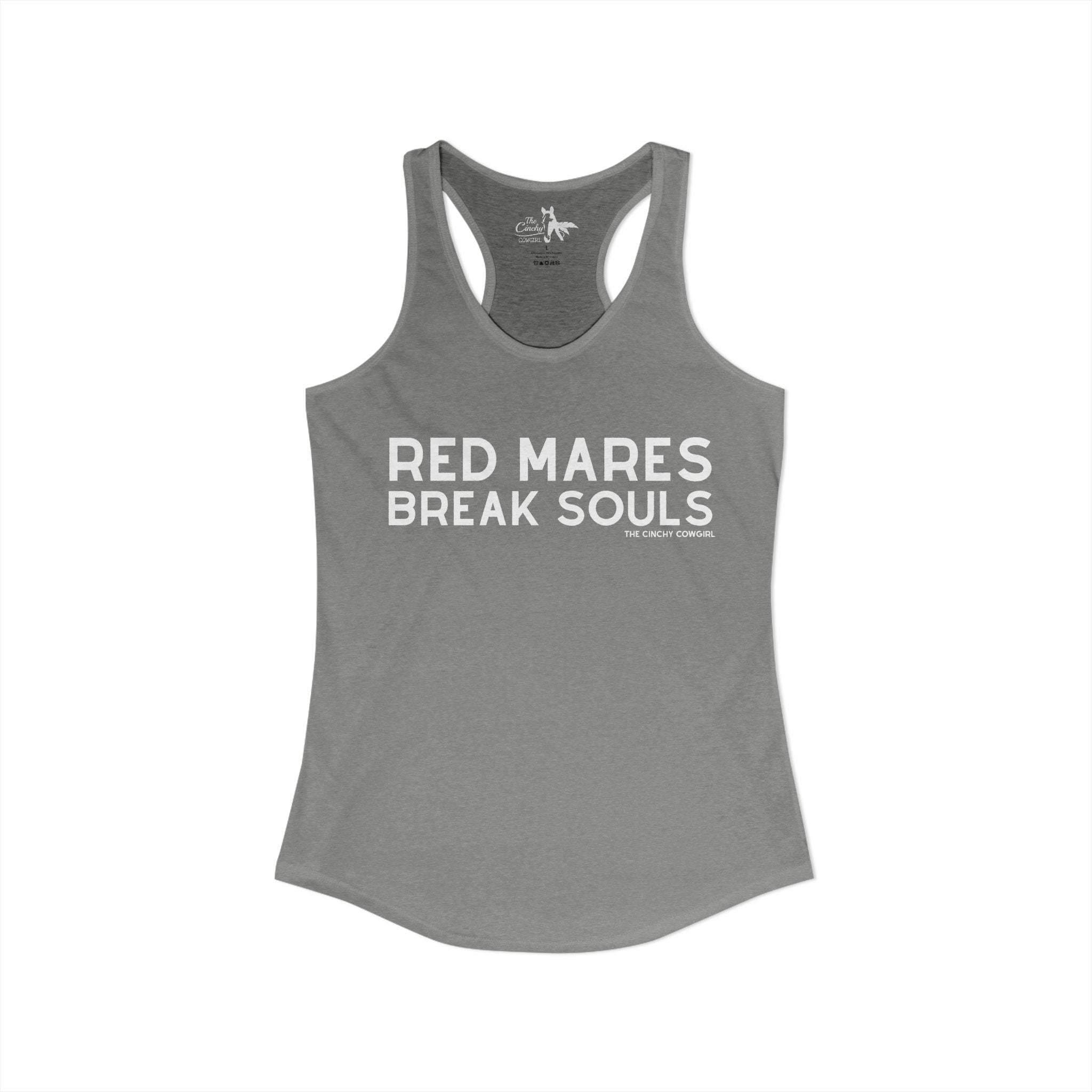 Red Mares Break Souls Tank Top Tank Top The Cinchy Cowgirl - Print XS Heather Grey