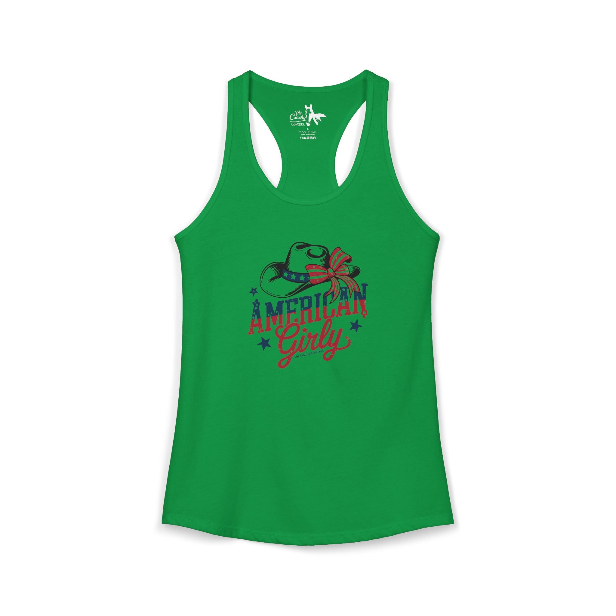 American Girly Tank Top Tank Top The Cinchy Cowgirl - Print XS Solid Kelly Green