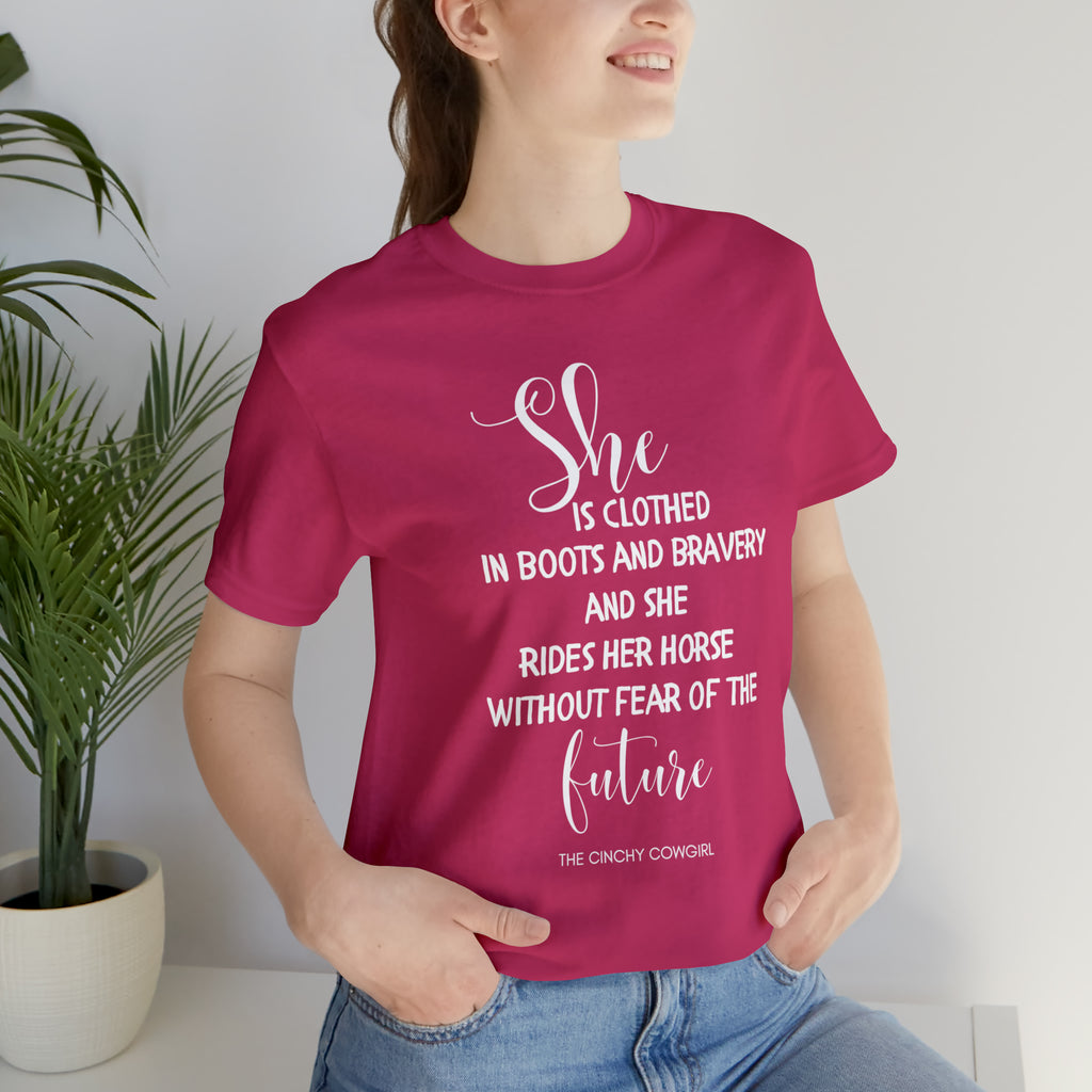 She is Clothed Short Sleeve Tee tcc graphic tee Printify Berry XS 