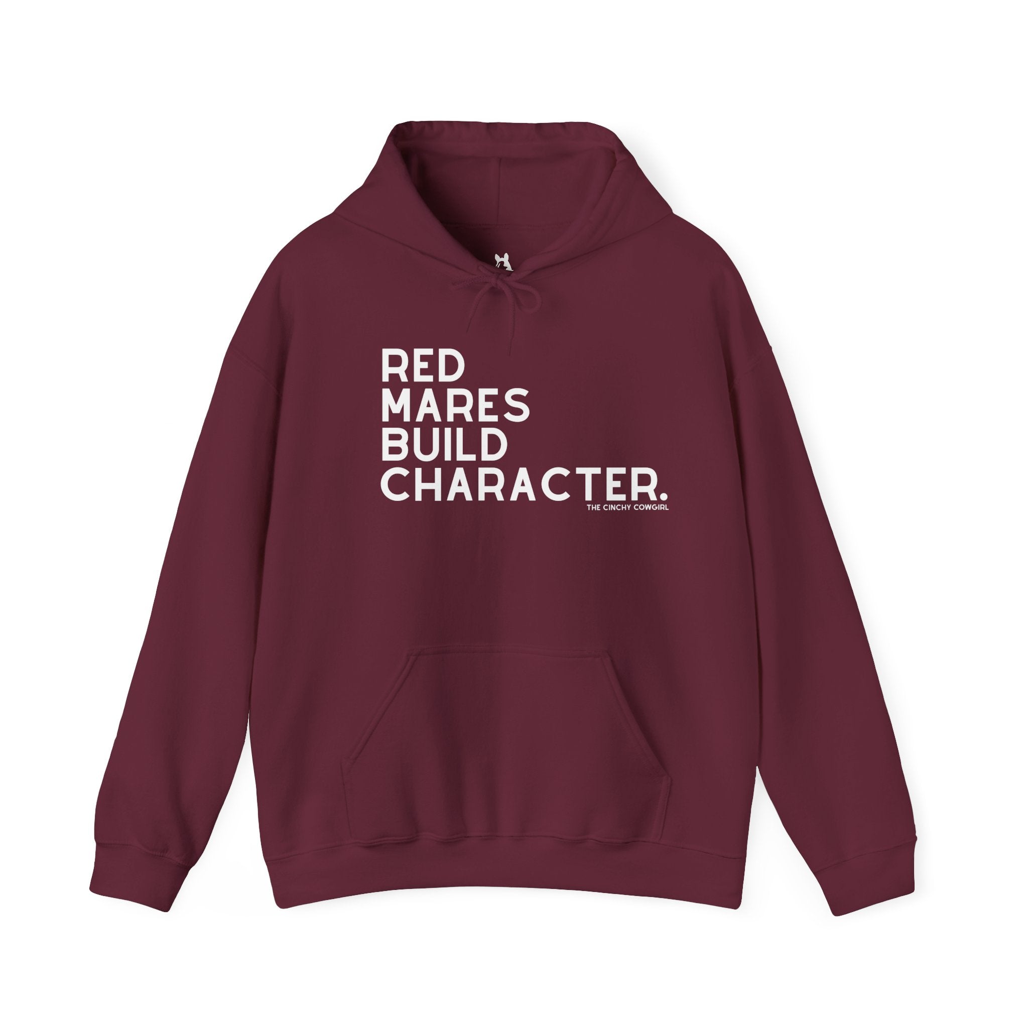Red Mares Build Character Hoodie Hoodie The Cinchy Cowgirl - Print Maroon S