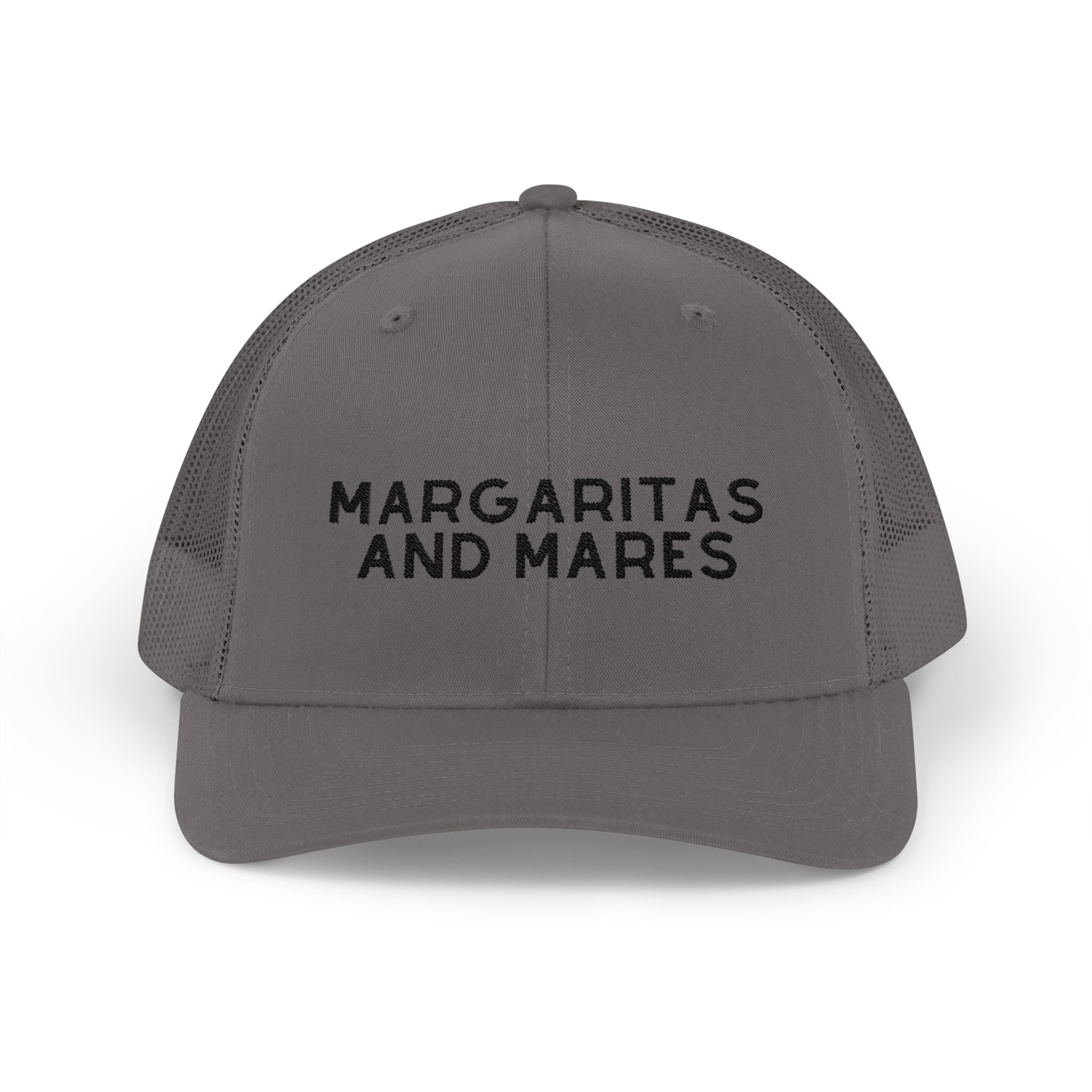 Embroidered Margaritas and Mares Trucker Hat Embroidered TCC Hat The Cinchy Cowgirl - Print Charcoal