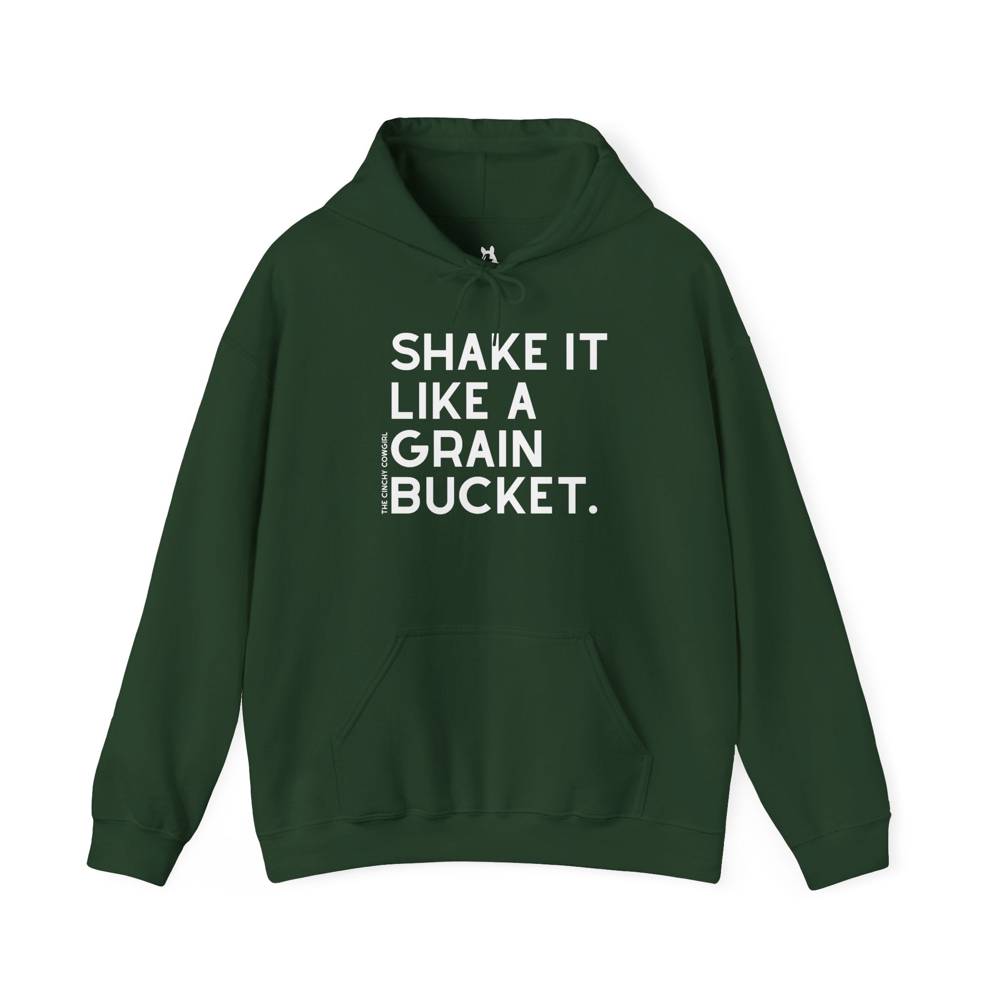 Shake It Like A Grain Bucket Hoodie Hoodie The Cinchy Cowgirl - Print Forest Green S
