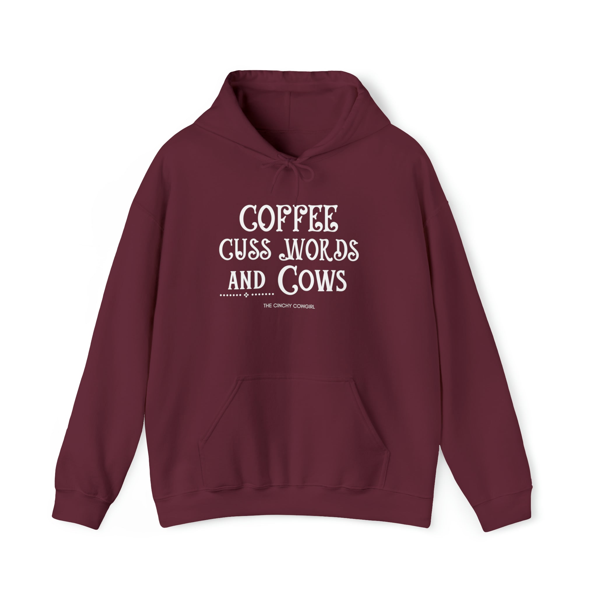 Coffee Cuss Words Cows Hoodie Hoodie Printify Maroon S 