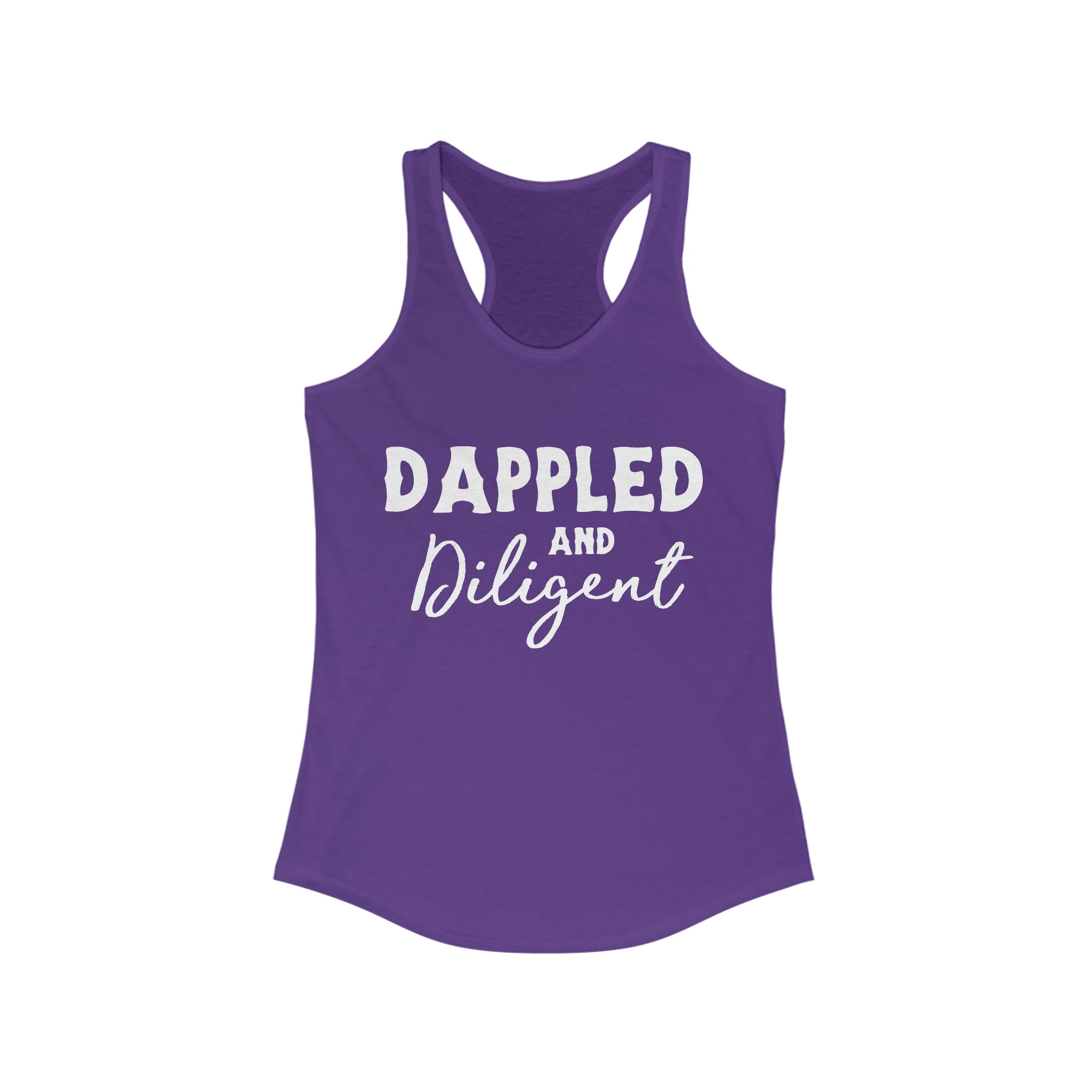 Dappled & Diligent Racerback Tank Horse Color Shirts Printify XS Solid Purple Rush 