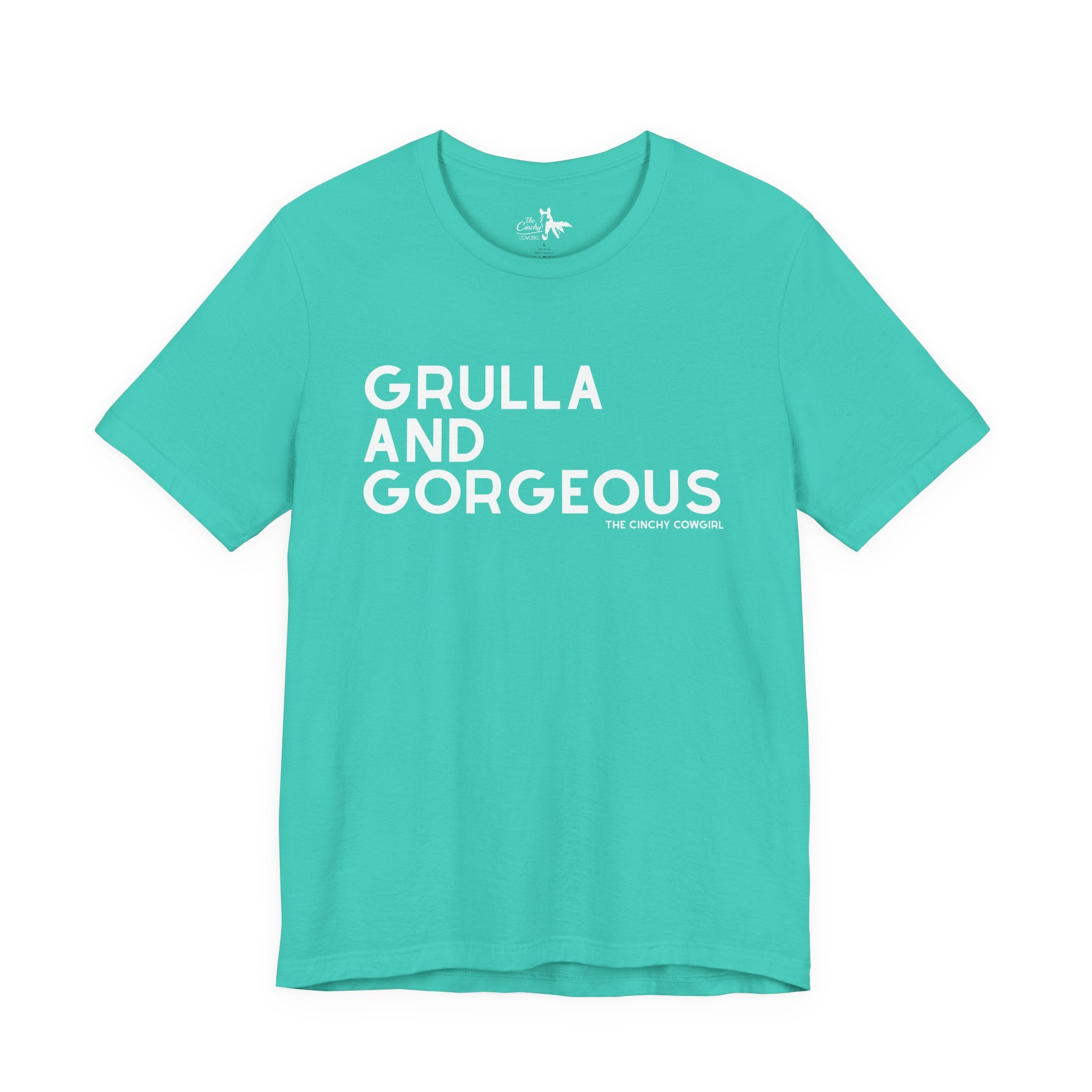 Grulla & Gorgeous Short Sleeve Tee Graphic Tee The Cinchy Cowgirl - Print Teal XS