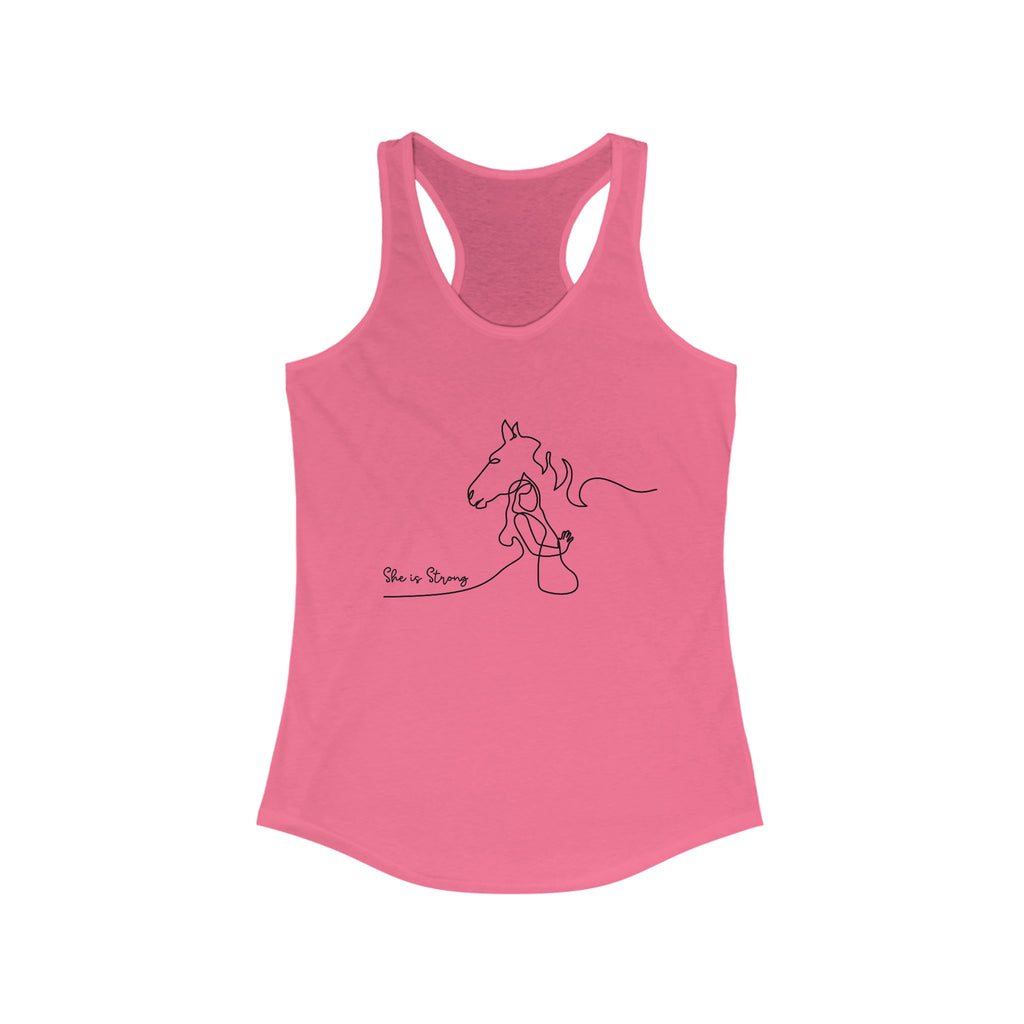 She is Strong Racerback Tank tcc graphic tee Printify XS Solid Hot Pink 