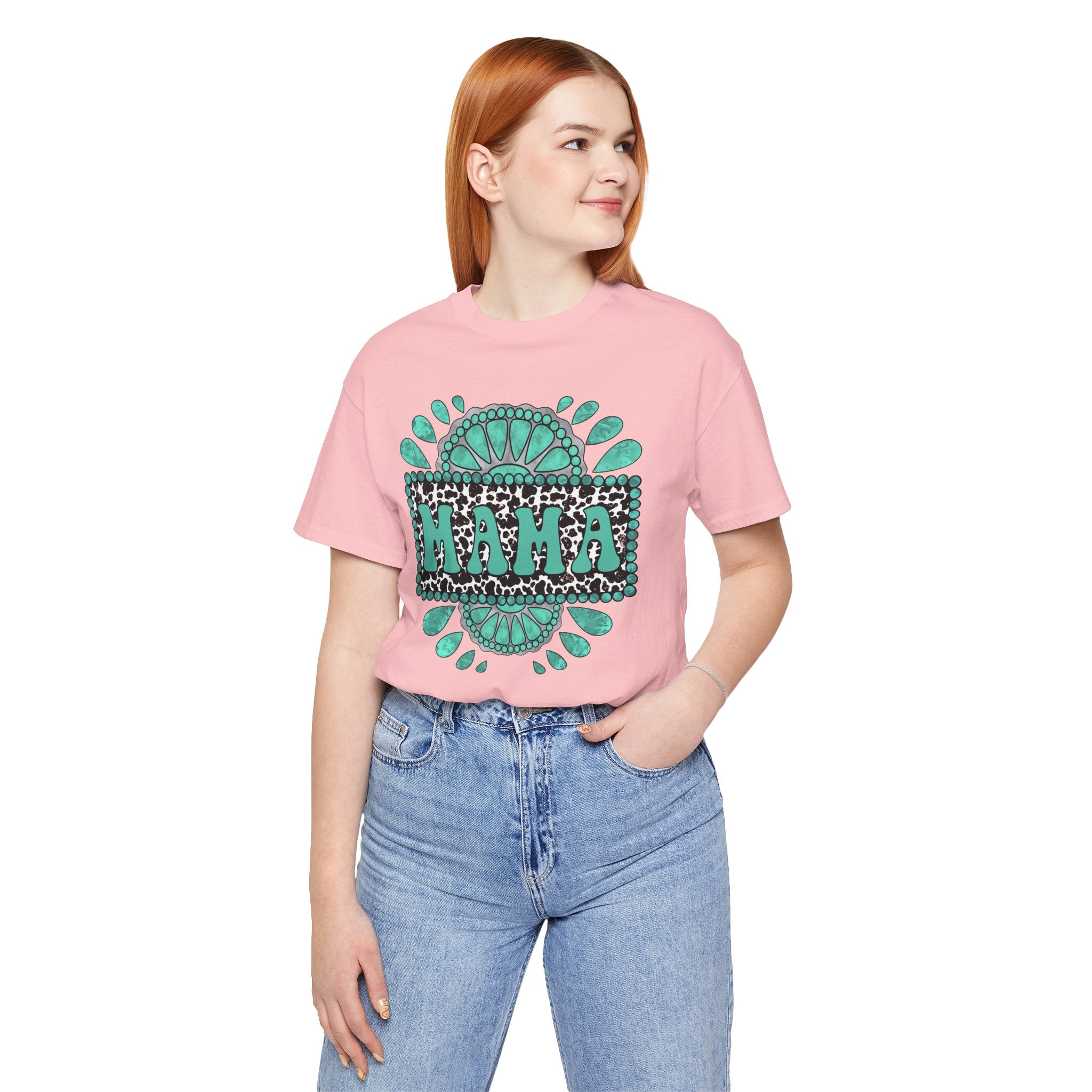 Turquoise Western Mama Short Sleeve Graphic Tee (Available In 14 Colors) T-Shirt Printify