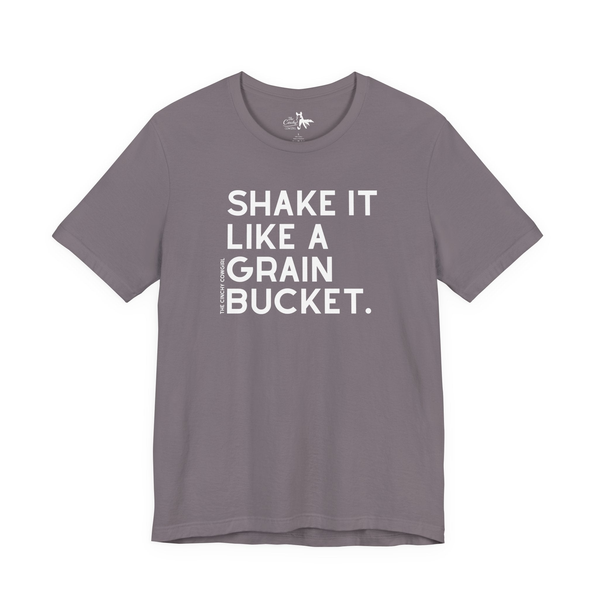 Shake It Like A Grain Bucket Short Sleeve Tee Graphic Tee The Cinchy Cowgirl - Print Storm XS