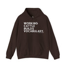 Working Cattle Builds Vocabulary Hoodie Graphic Hoodie The Cinchy Cowgirl - Print Dark Chocolate S
