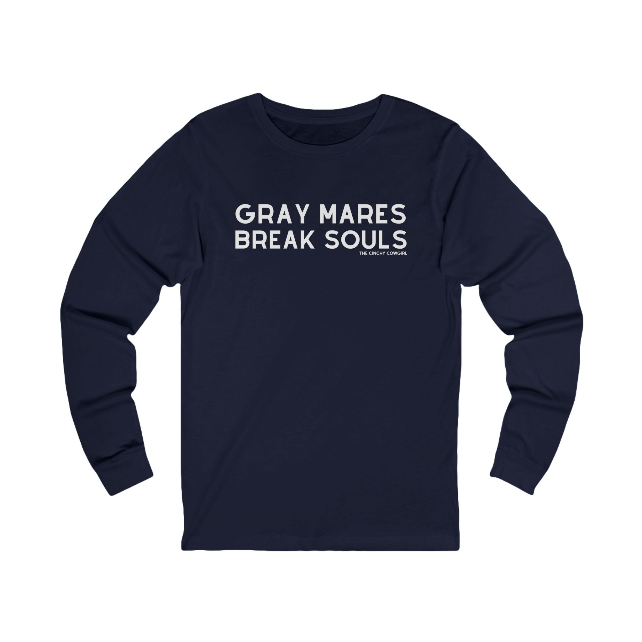 Gray Mares Break Souls Long Sleeve Tee Long-sleeve The Cinchy Cowgirl - Print S Navy