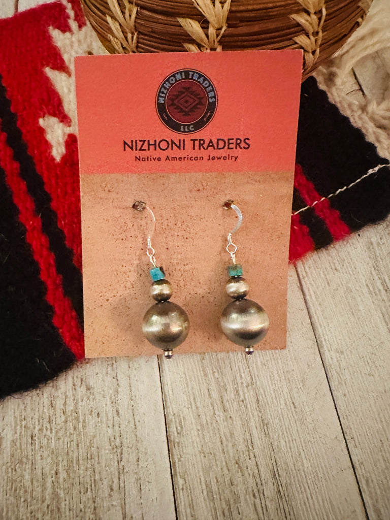 Southwestern Pearl Dangle Earrings NT jewelry Nizhoni Traders LLC   