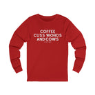 Coffee, Cuss Words And Cows Long Sleeve Tee Long-sleeve The Cinchy Cowgirl - Print S Red