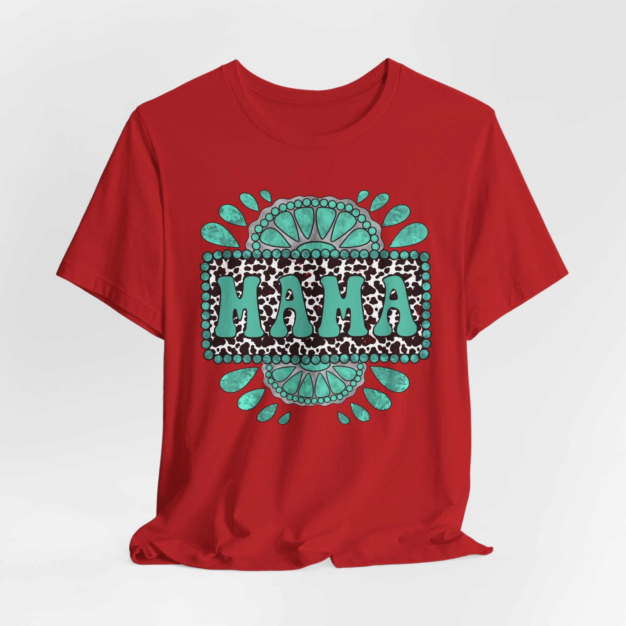 Turquoise Western Mama Short Sleeve Graphic Tee (Available In 14 Colors) T-Shirt Printify Red XS
