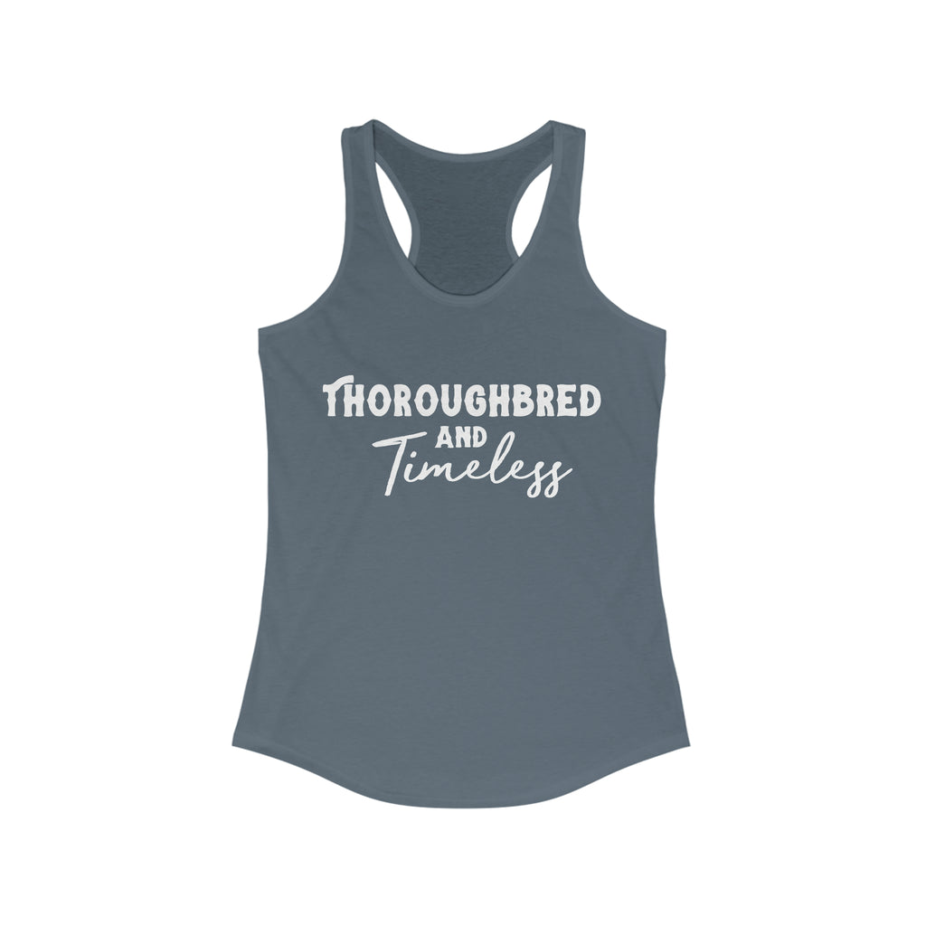 Thoroughbred & Timeless Racerback Tank Horse Color Shirts Printify XS Solid Indigo 