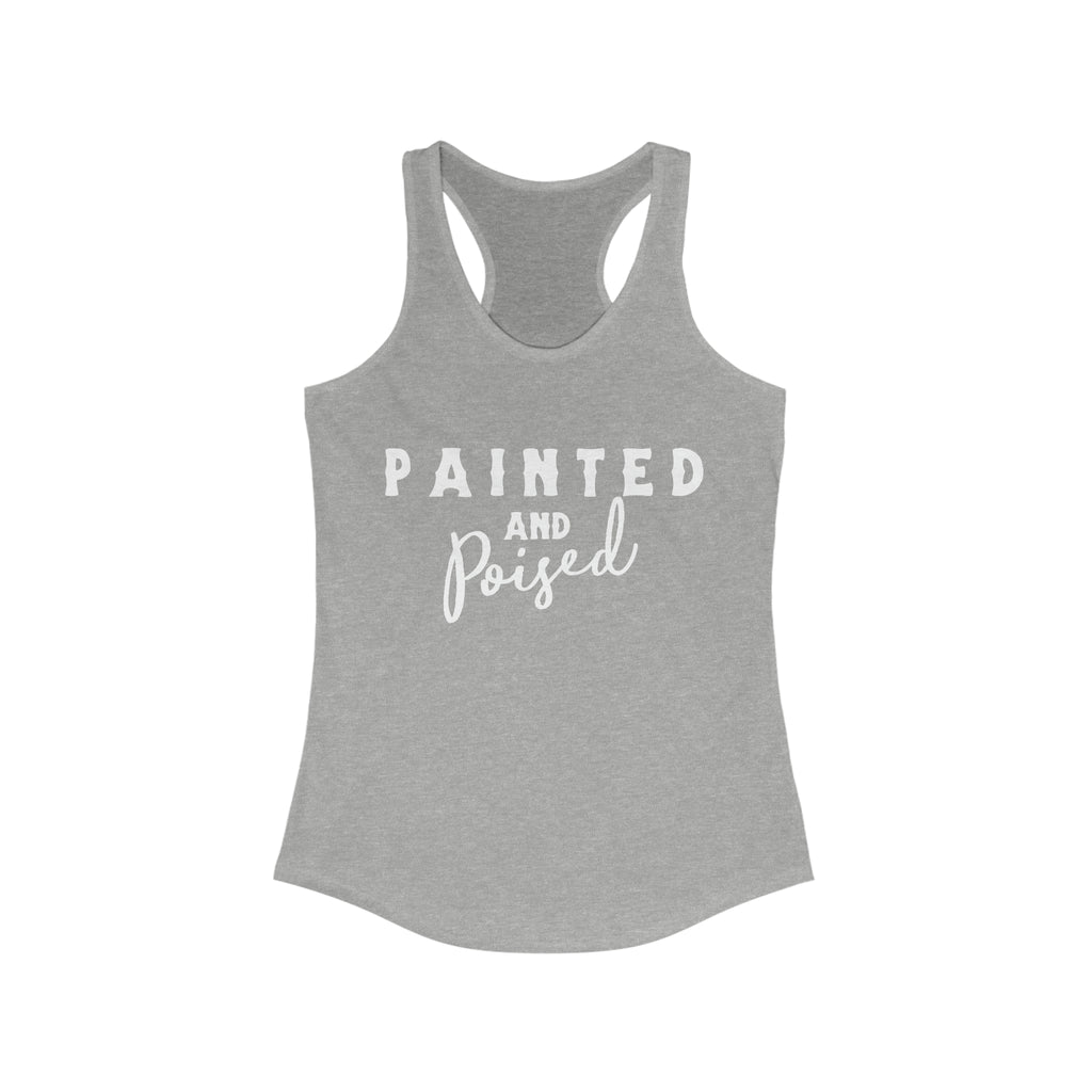 Painted & Poised Racerback Tank Horse Color Shirts Printify S Heather Grey 