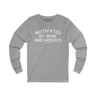 Motivated By Wine And Horses Long Sleeve Tee Long-sleeve The Cinchy Cowgirl - Print L Athletic Heather