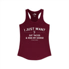 I Just Want To Eat Tacos And Ride My Horse Tank Top Tank Top The Cinchy Cowgirl - Print XS Solid Cardinal Red