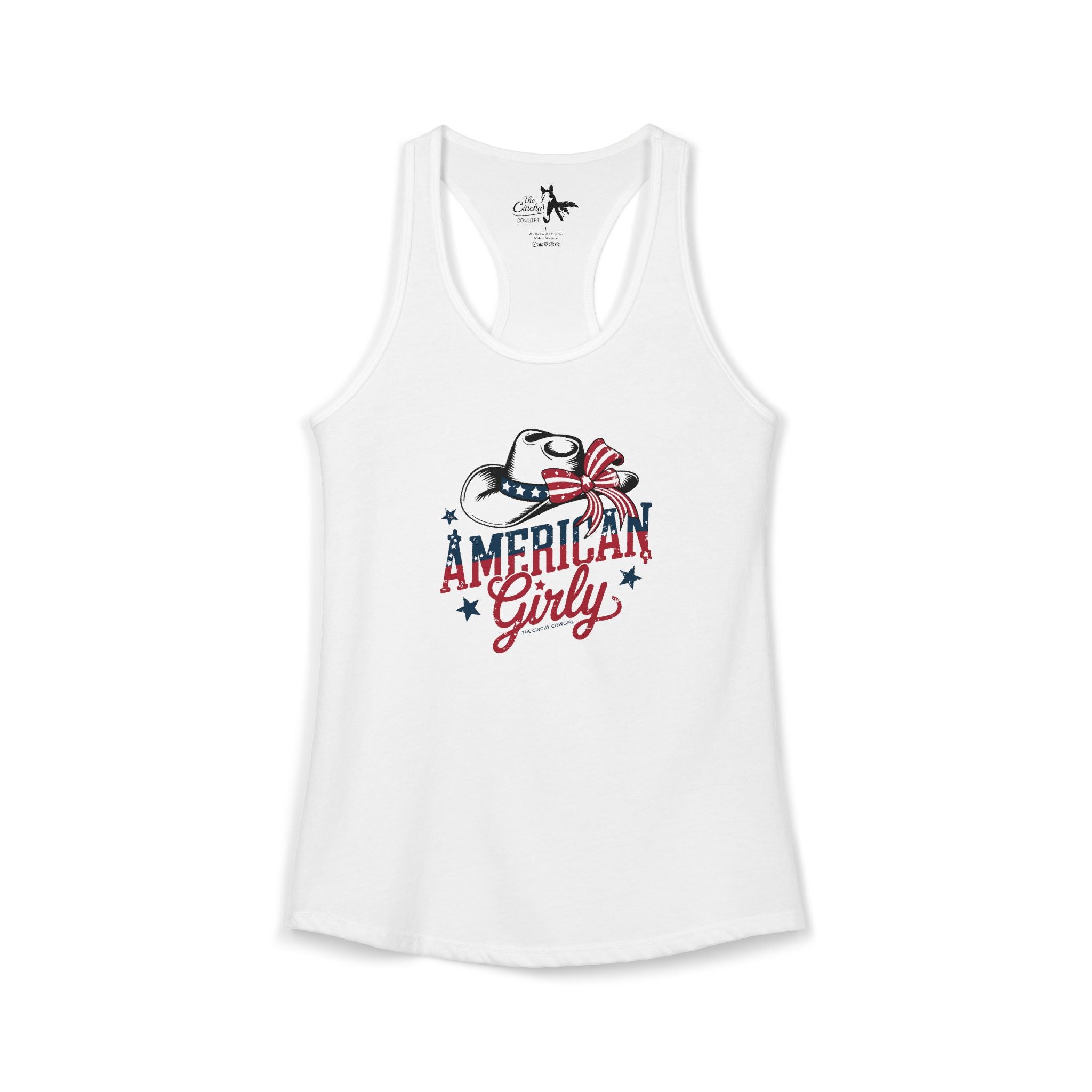 American Girly Tank Top Tank Top The Cinchy Cowgirl - Print XS Solid White