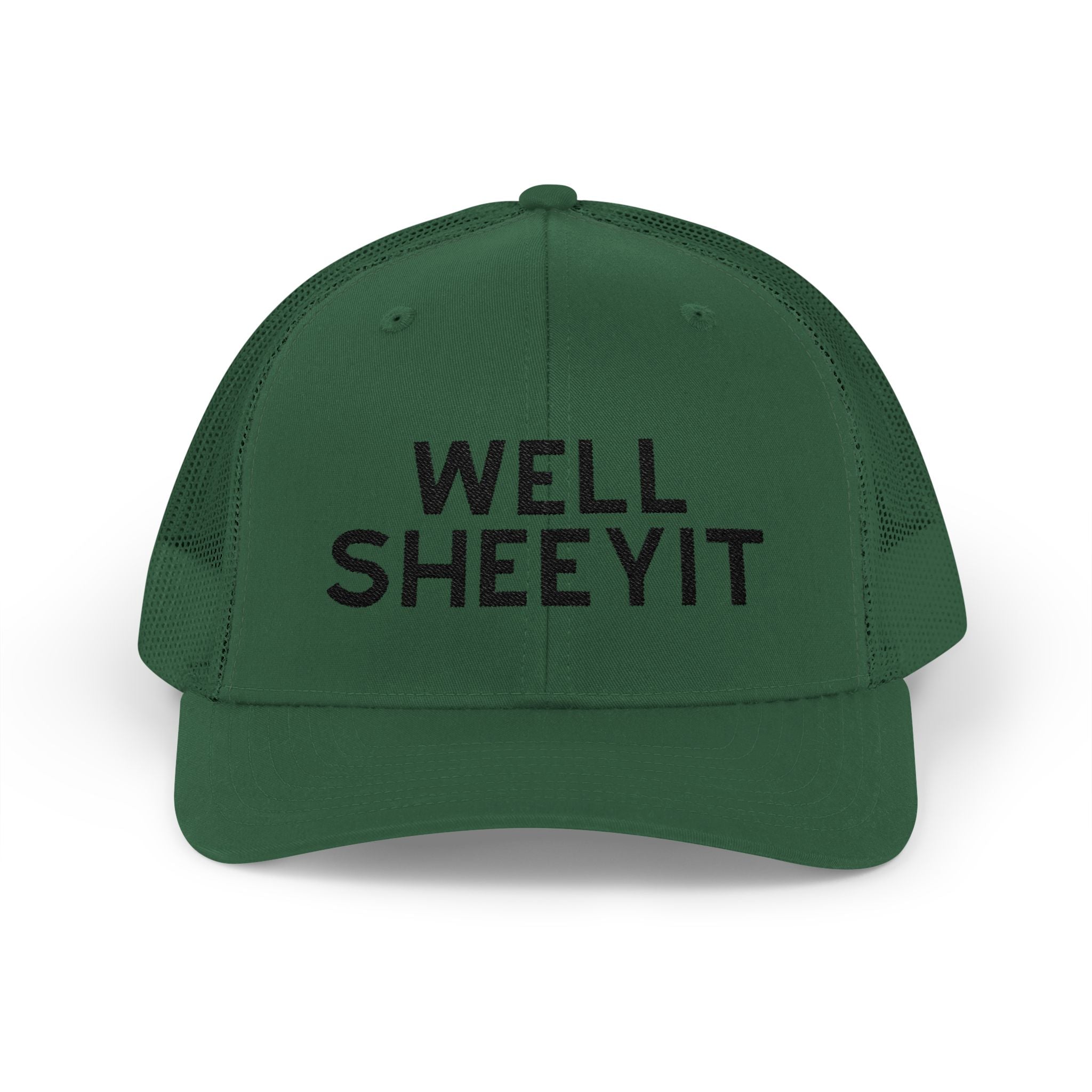 Well Sheeyit Trucker Hat Embroidered TCC Hat The Cinchy Cowgirl- Print Evergreen