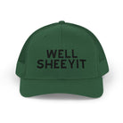 Well Sheeyit Trucker Hat Embroidered TCC Hat The Cinchy Cowgirl- Print Evergreen