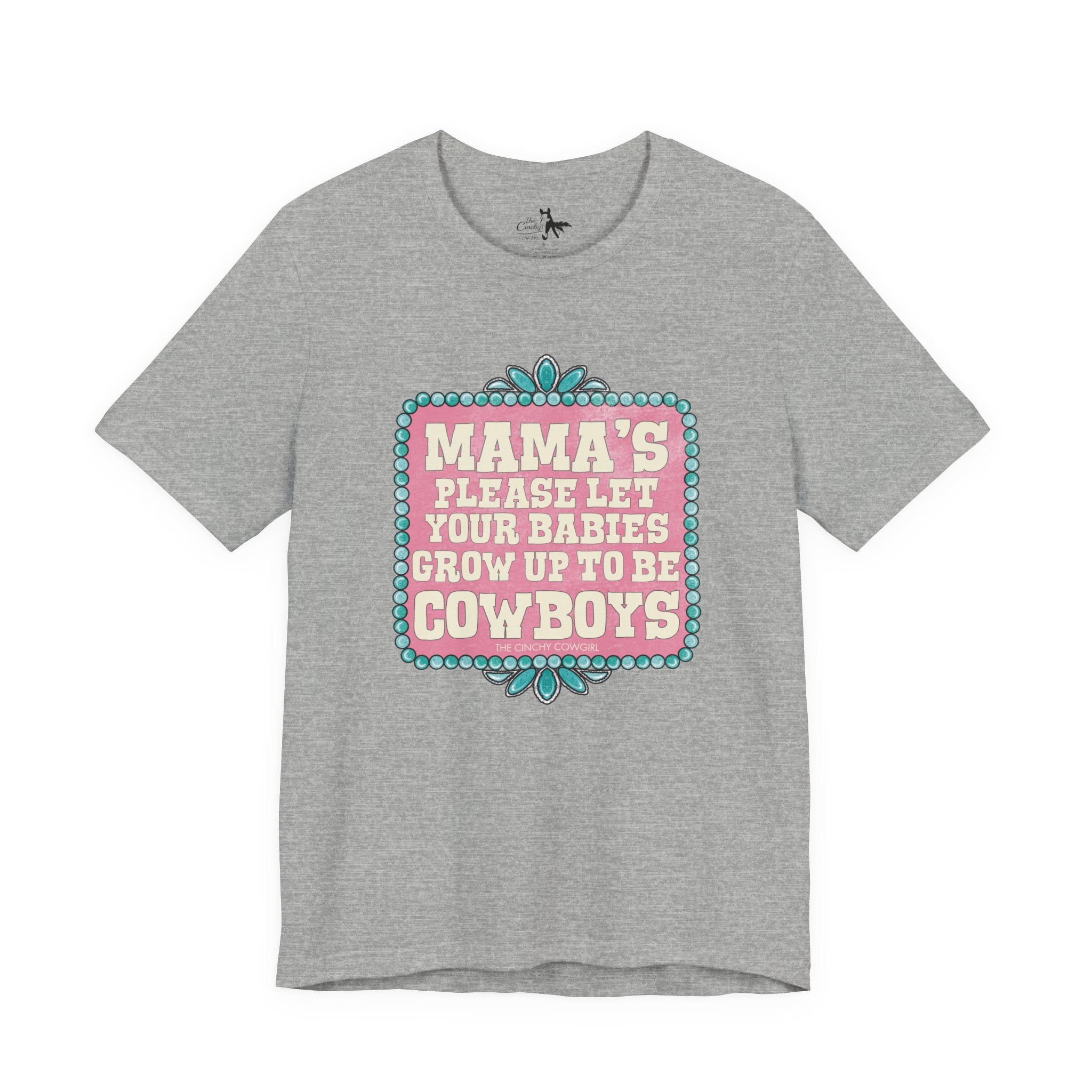 Mama's Please Let Your Babies Short Sleeve Tee Graphic Tee The Cinchy Cowgirl - Print Athletic Heather XS