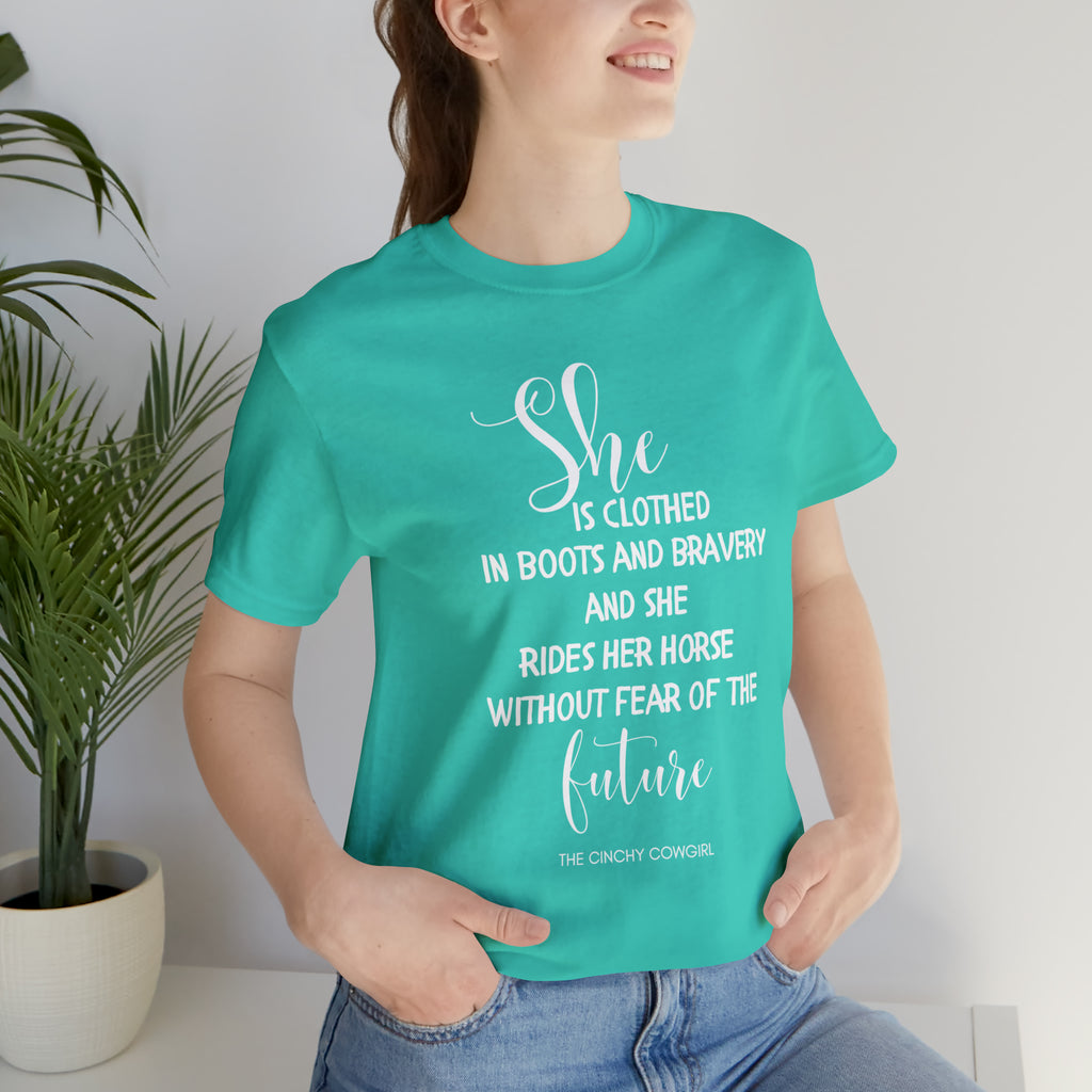 She is Clothed Short Sleeve Tee tcc graphic tee Printify Teal XS 