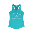 I Just Want To Eat Tacos And Ride My Horse Tank Top Tank Top The Cinchy Cowgirl - Print XS Solid Tahiti Blue