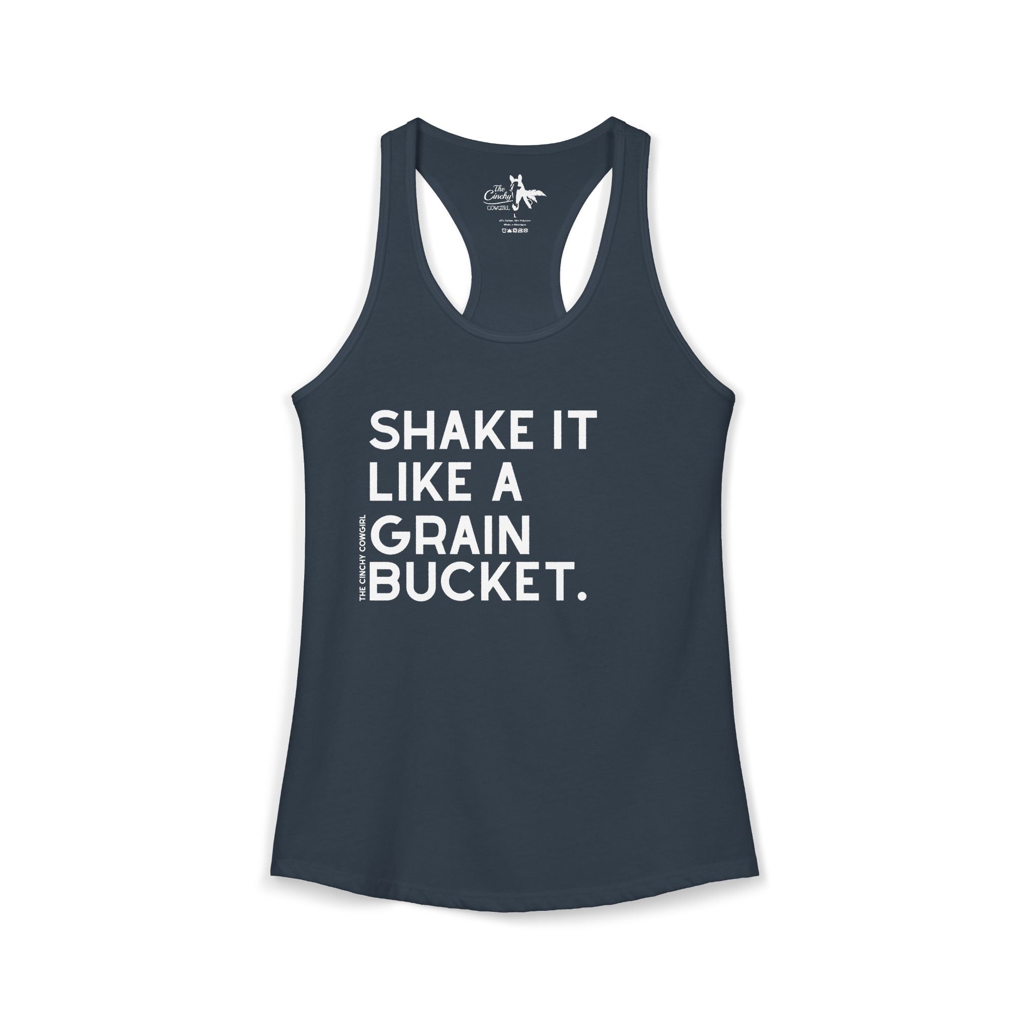 Shake It Like A Grain Bucket Tank Top Tank Top The Cinchy Cowgirl - Print XS Solid Indigo