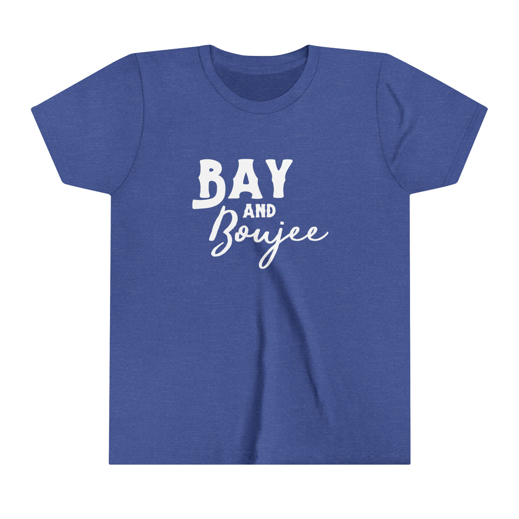 Royal youth short sleeve with white lettering that reads "Bay and Boujee".