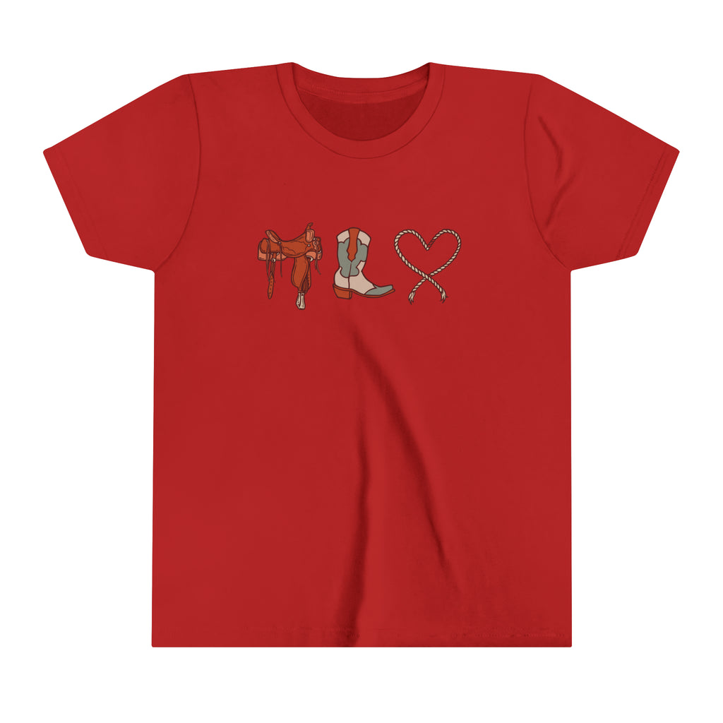 Western Love Youth Short Sleeve Tee Red