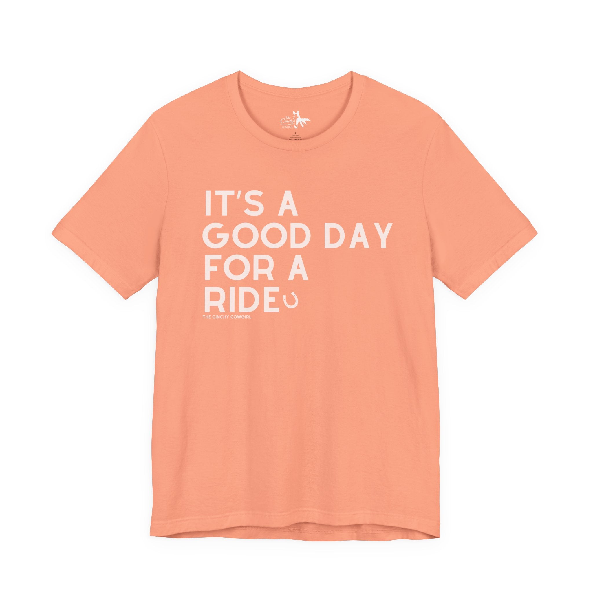 It's A Good Day For A Ride Short Sleeve Tee T-Shirt The Cinchy Cowgirl - Print Sunset XS