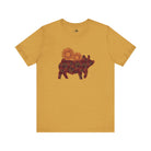 Burgundy Sunflower Show Pig Short Sleeve Graphic Tee T-Shirt Printify Heather Mustard XS