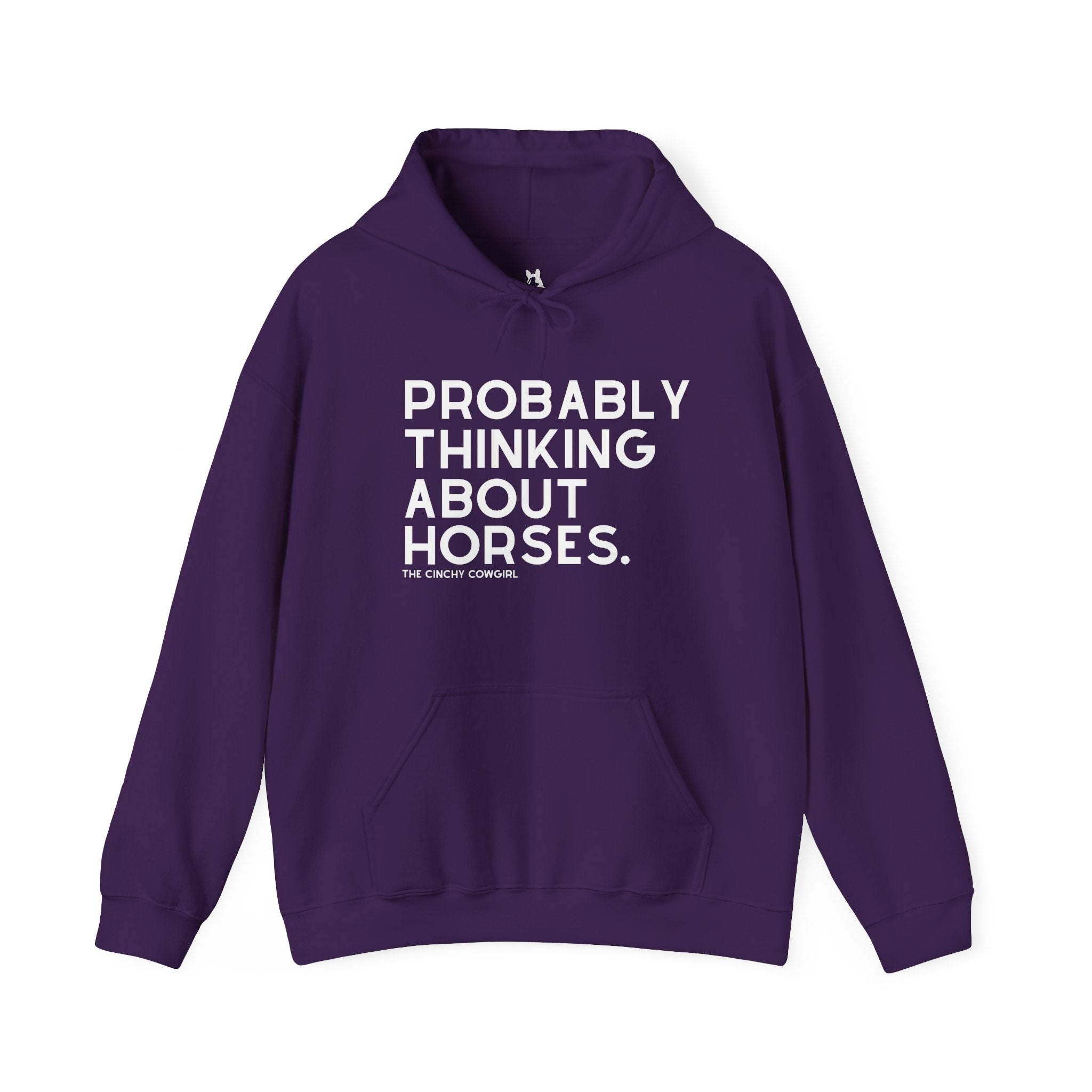 Probably Thinking About Horses Hoodie Graphic Hoodie The Cinchy Cowgirl - Print Purple S