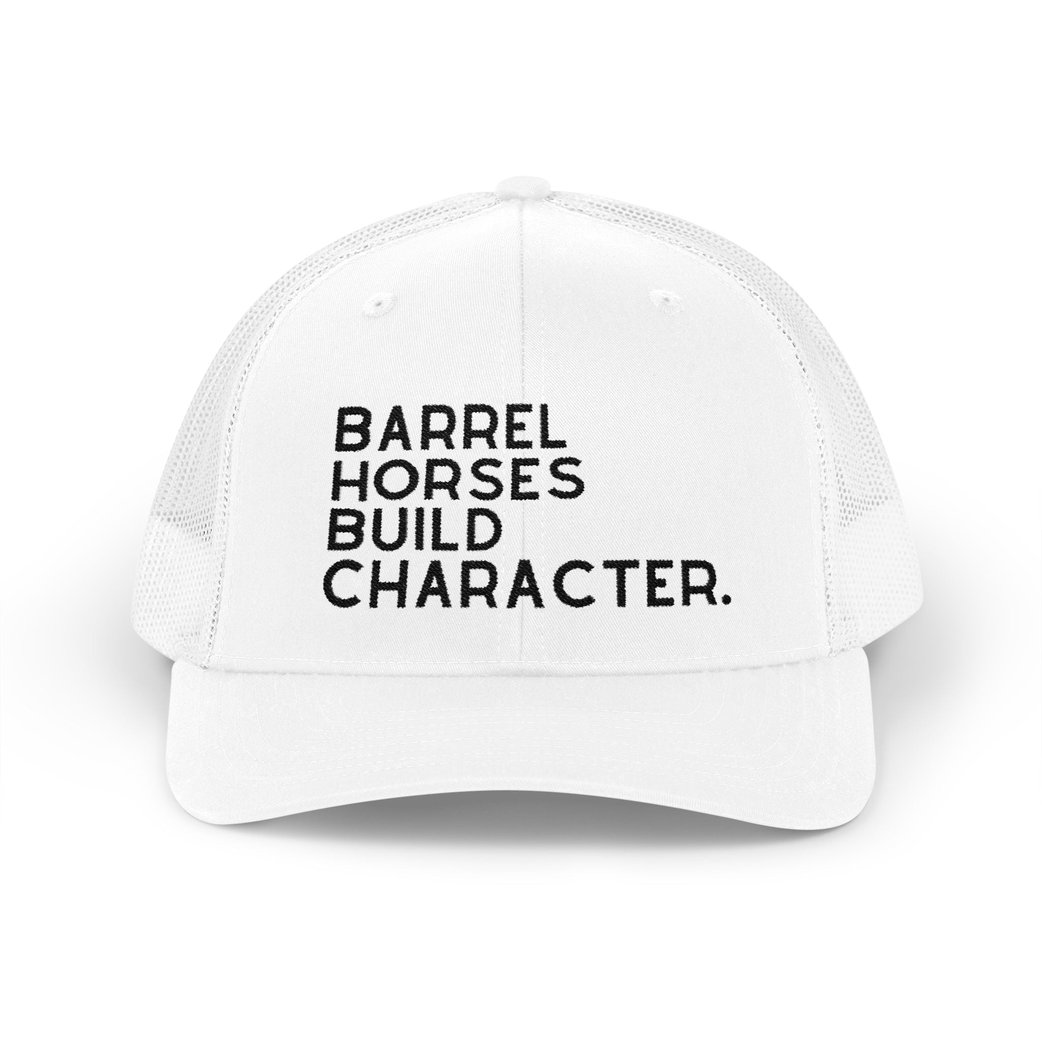 Barrel Horses Build Character Embroidered Hat Hats The Cinchy Cowgirl - Print White One size