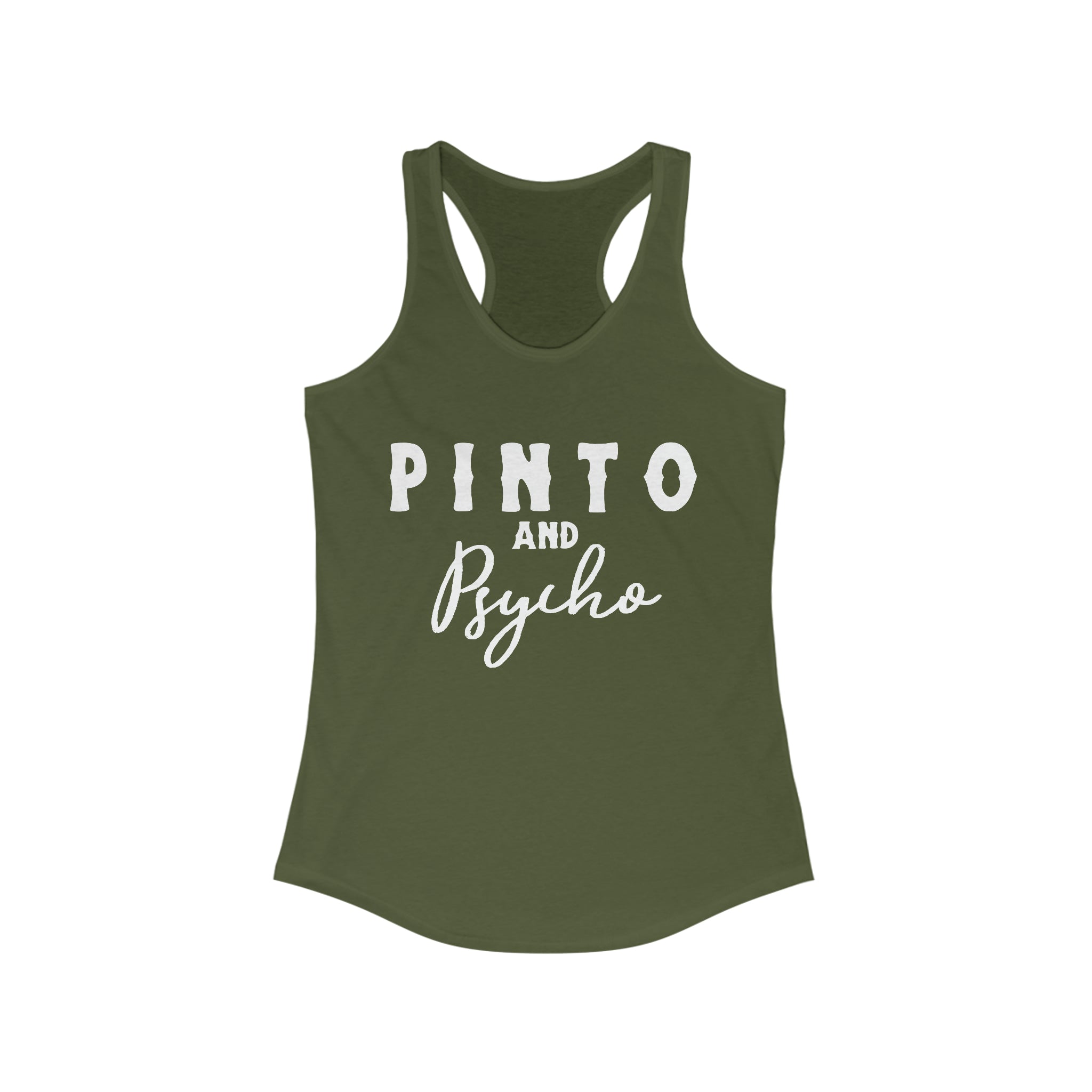 Pinto & Psycho Racerback Tank Horse Color Shirts Printify XS Solid Military Green 